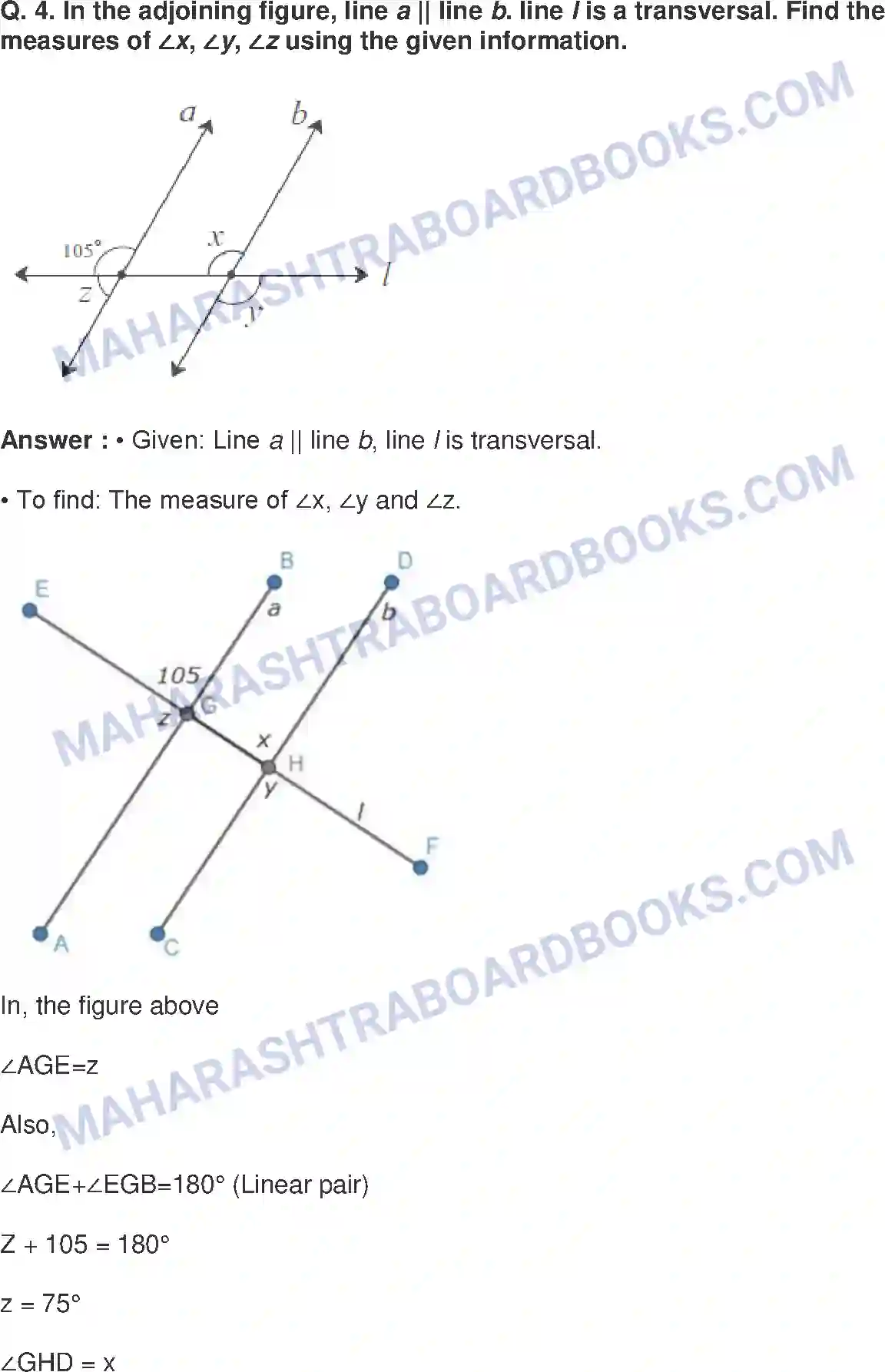 Maharashtra Board Solution Class-8 Mathematics+-+English+Medium Parallel Lines and Transversals Image 9