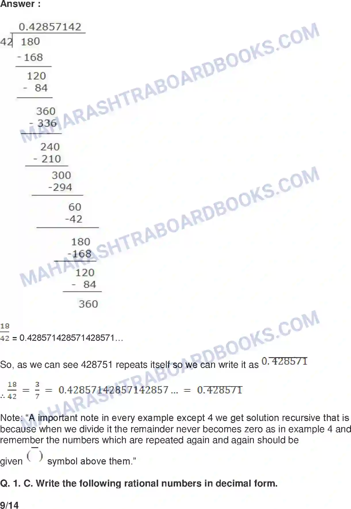 Maharashtra Board Solution Class-8 Mathematics+-+English+Medium Rational and Irrational Numbers Image 9