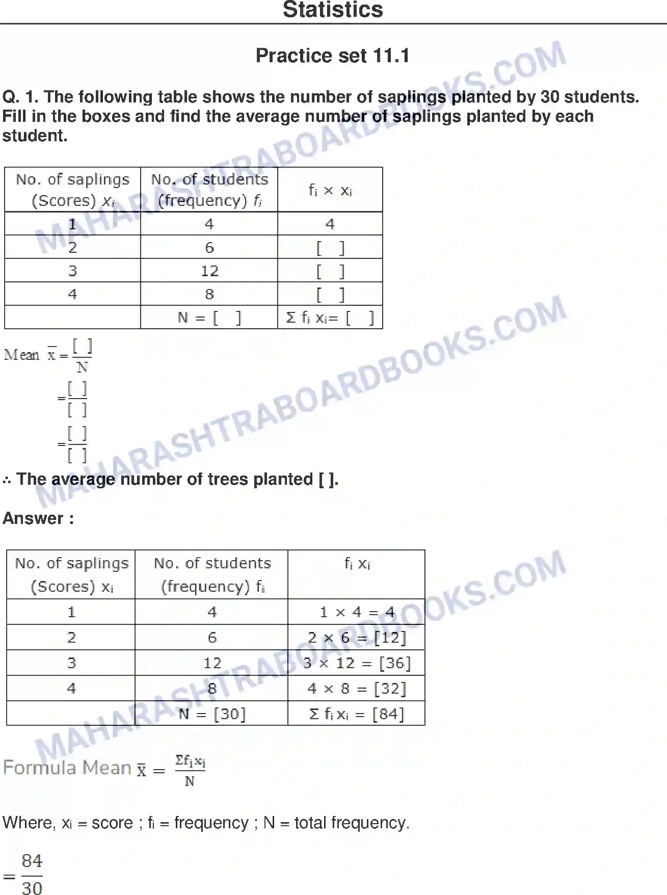Maharashtra Board Solution Class-8 Mathematics+-+English+Medium Statistics Image 1