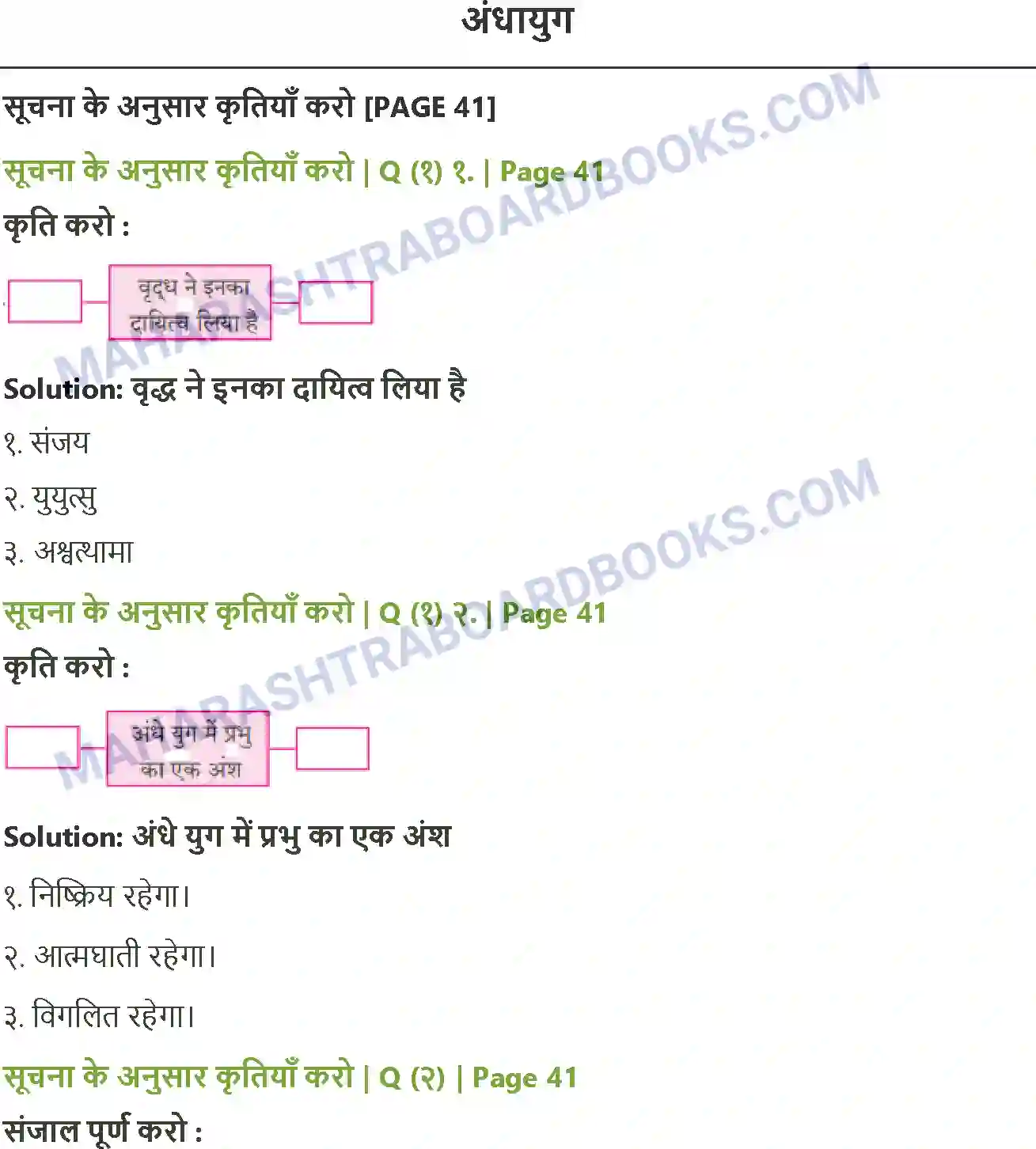 Maharashtra Board Solution Class-8 Sulabhbharati अंधायुग Image 1