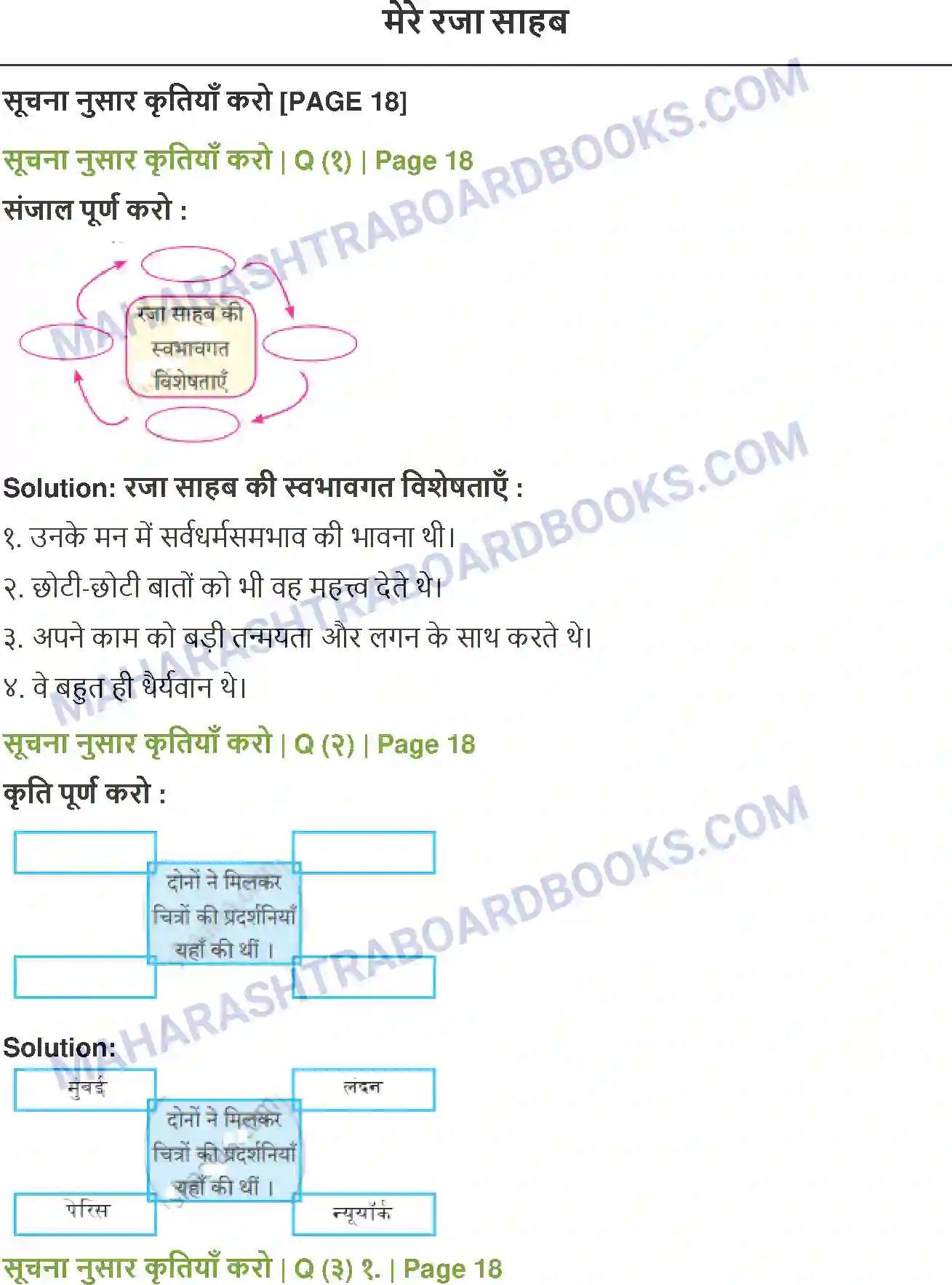 Maharashtra Board Solution Class-8 Sulabhbharati मेरे रजा साहब Image 1