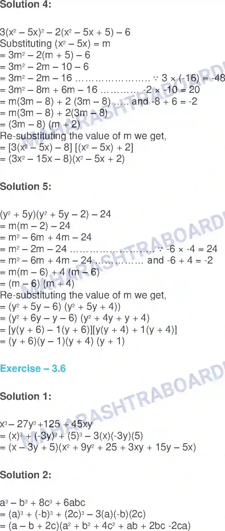 Maharashtra Board Solution class-9 Algebra Algebraic Expressions Image 13