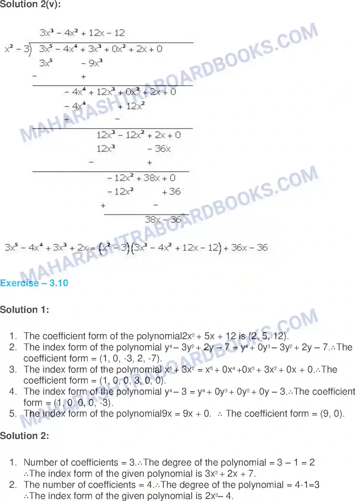 Maharashtra Board Solution class-9 Algebra Algebraic Expressions Image 23
