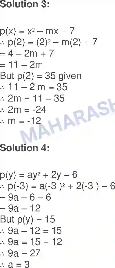 Maharashtra Board Solution class-9 Algebra Algebraic Expressions Image 29