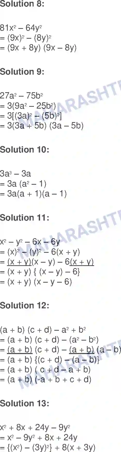 Maharashtra Board Solution class-9 Algebra Algebraic Expressions Image 6