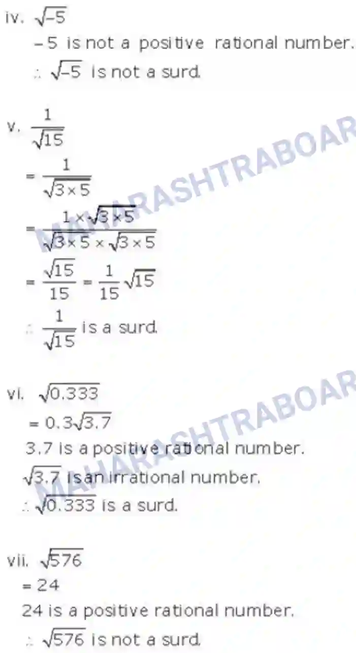 Maharashtra Board Solution class-9 Algebra Real Numbers Image 17