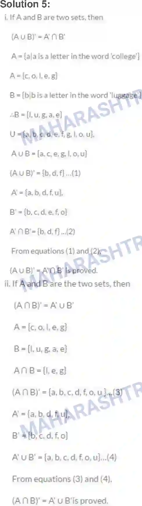 Maharashtra Board Solution class-9 Algebra Sets Image 10
