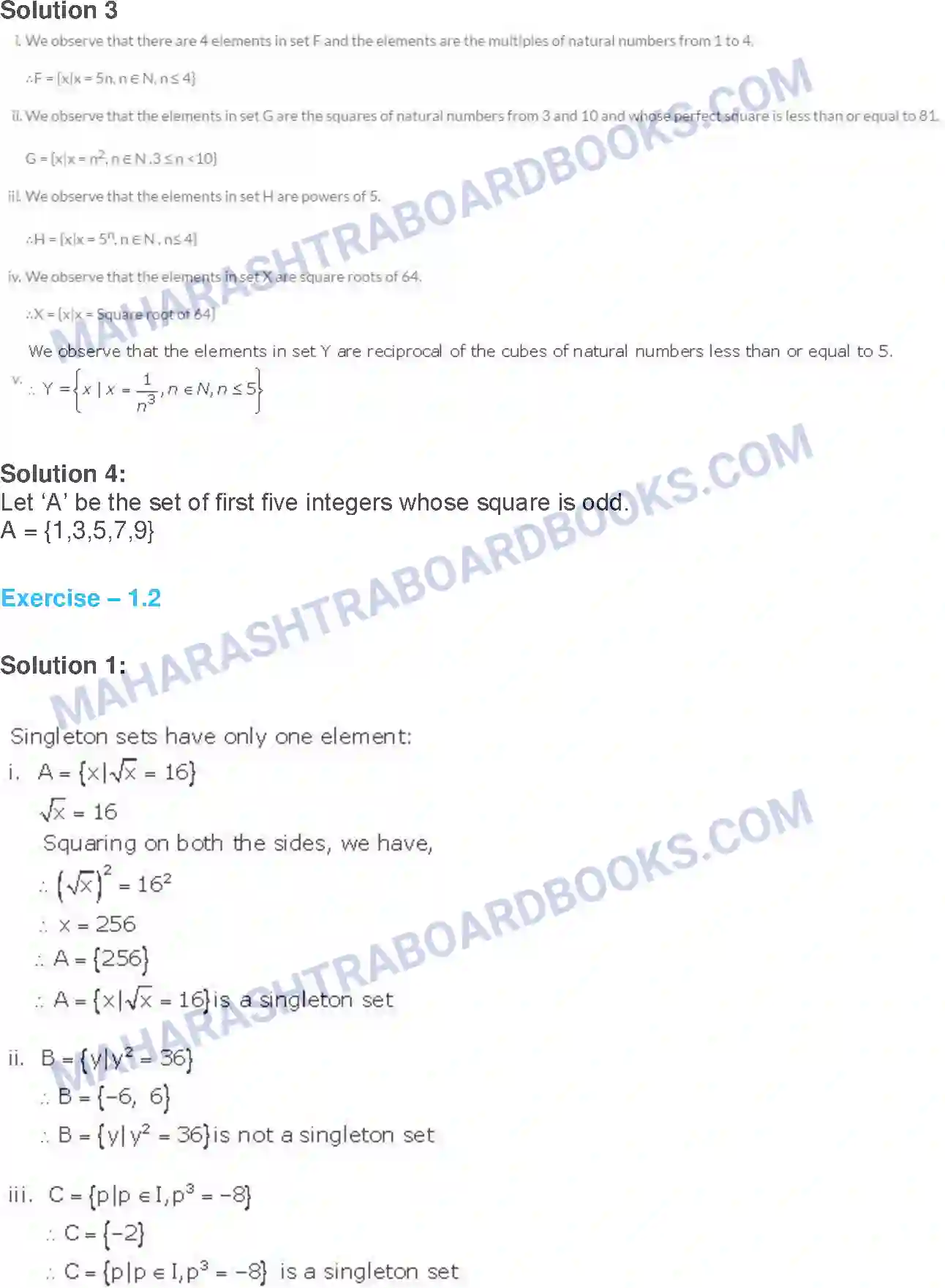 Maharashtra Board Solution class-9 Algebra Sets Image 2