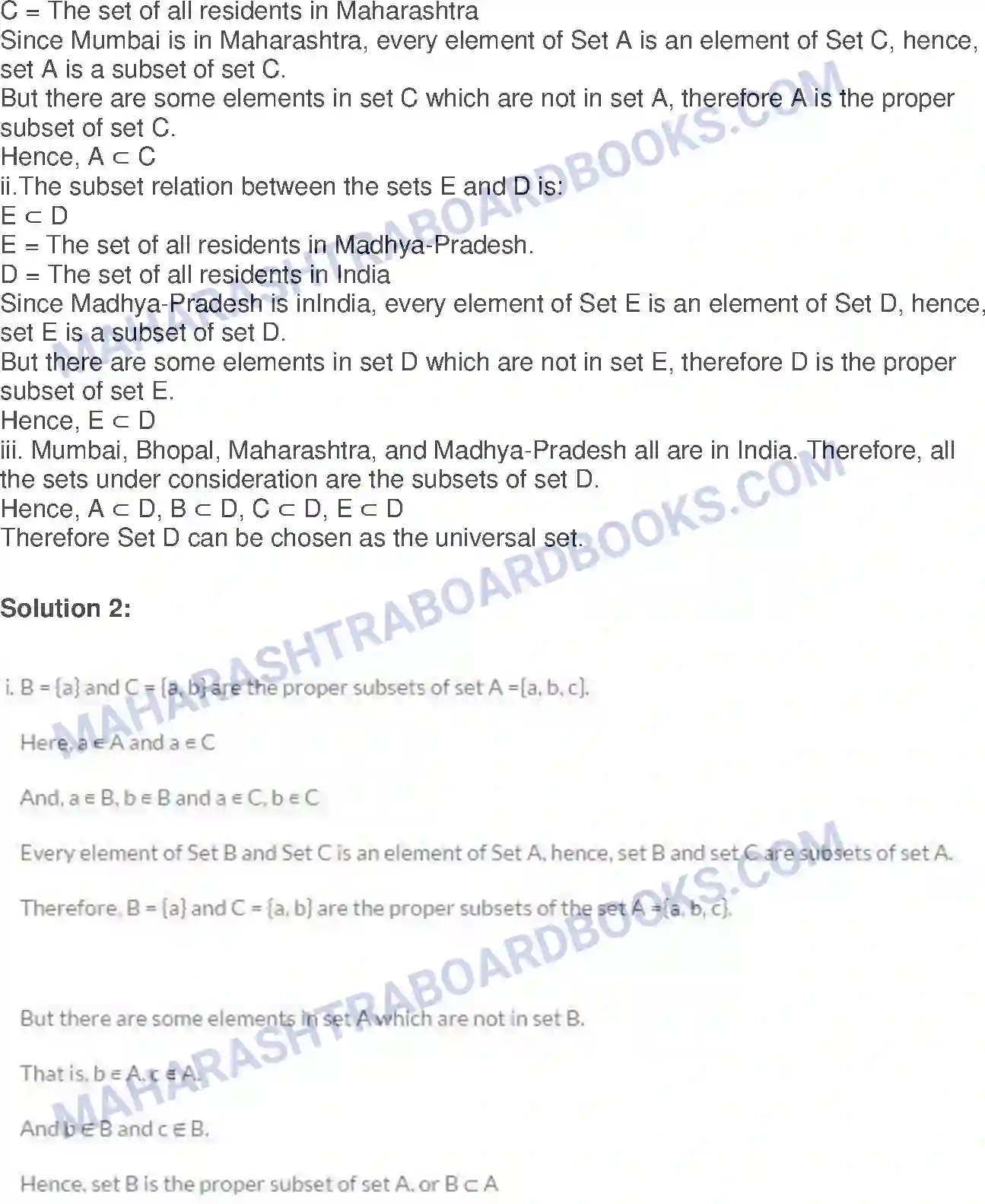 Maharashtra Board Solution class-9 Algebra Sets Image 5