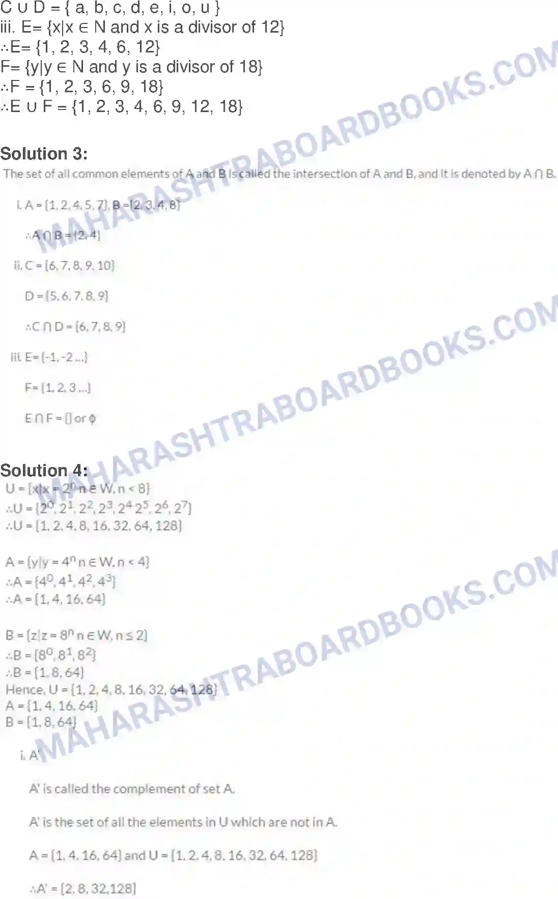 Maharashtra Board Solution class-9 Algebra Sets Image 8