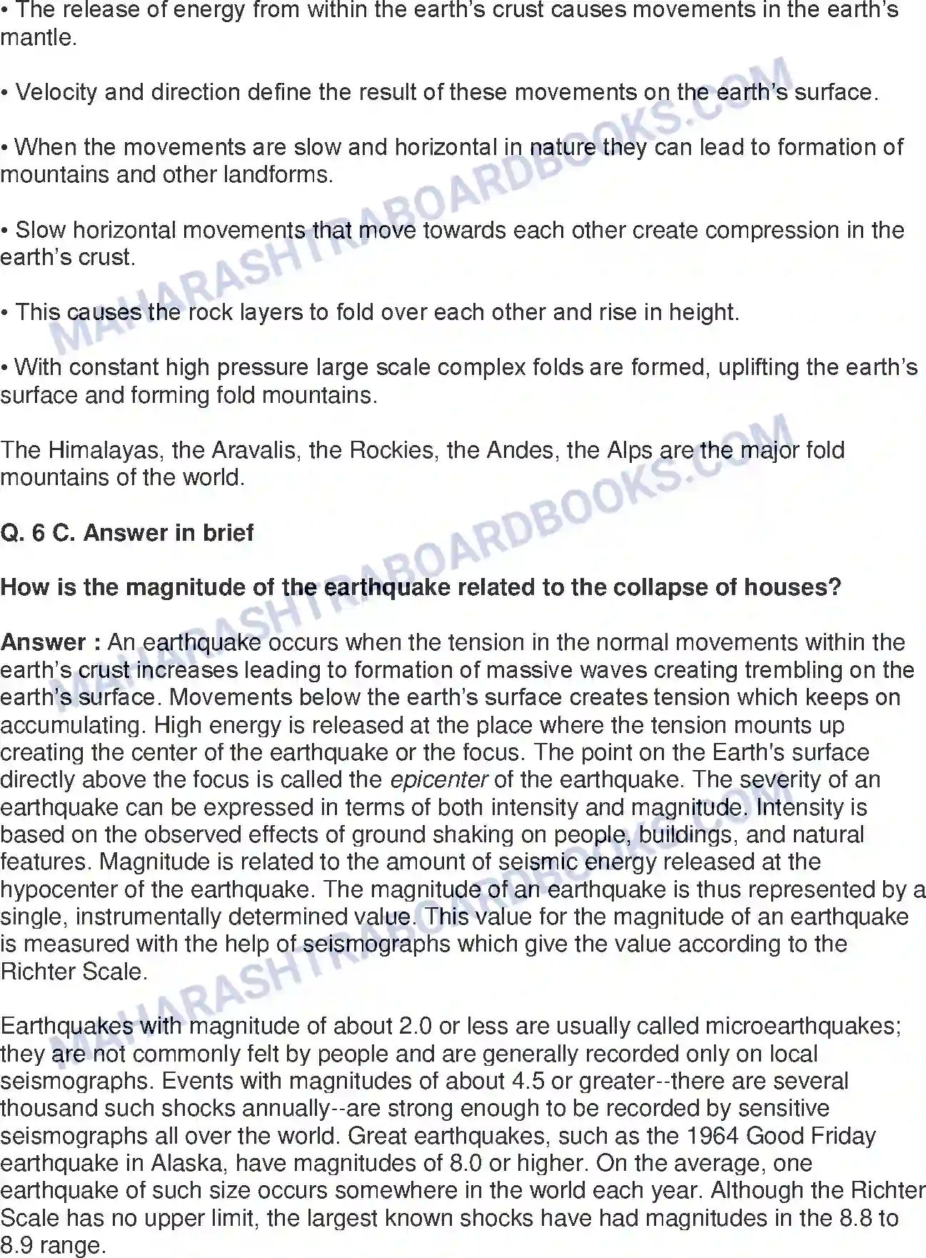 Maharashtra Board Solution Class-9 Geography+-+English+Medium Endogenetic Movements Image 11