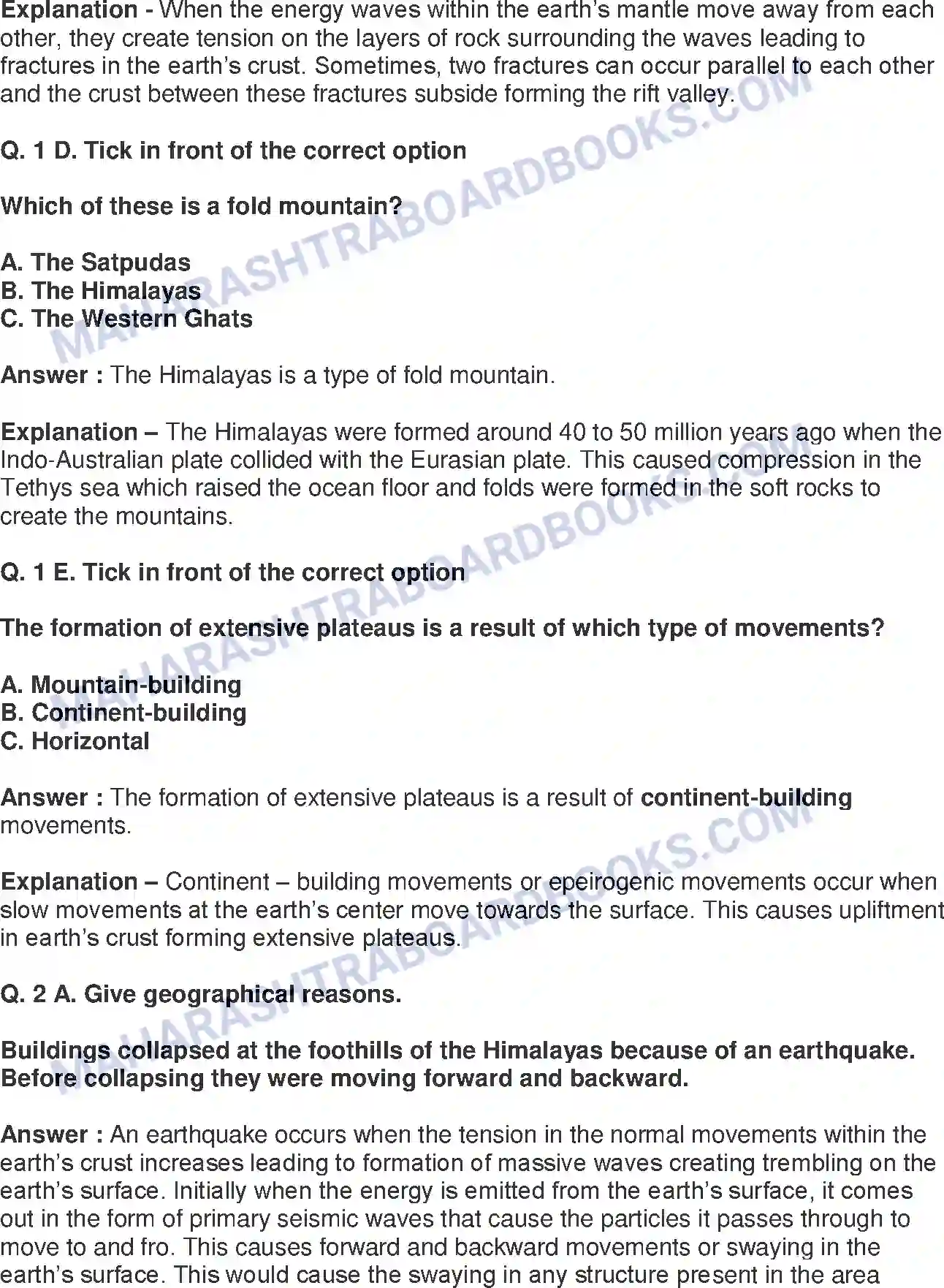 Maharashtra Board Solution Class-9 Geography+-+English+Medium Endogenetic Movements Image 2