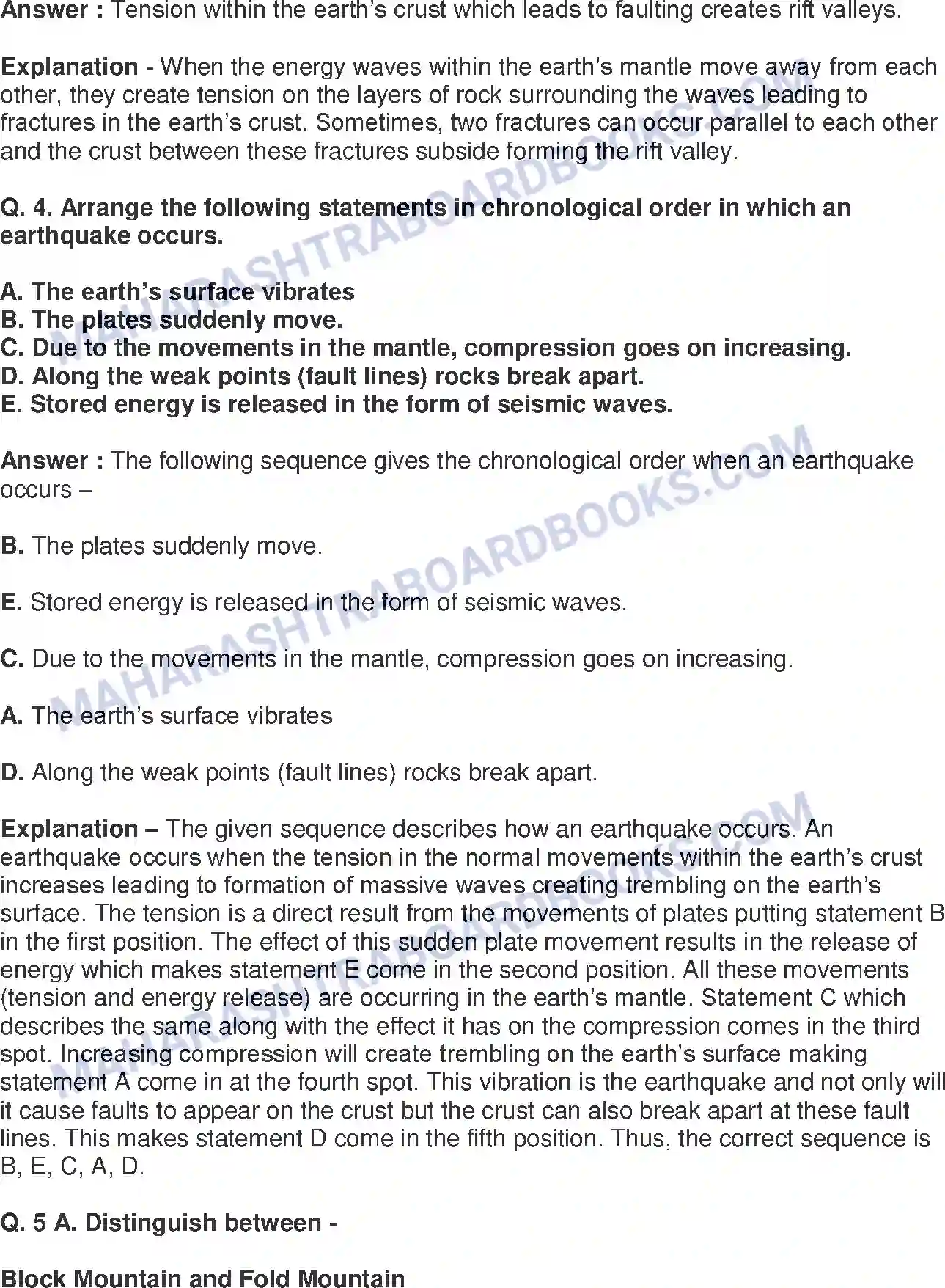 Maharashtra Board Solution Class-9 Geography+-+English+Medium Endogenetic Movements Image 5