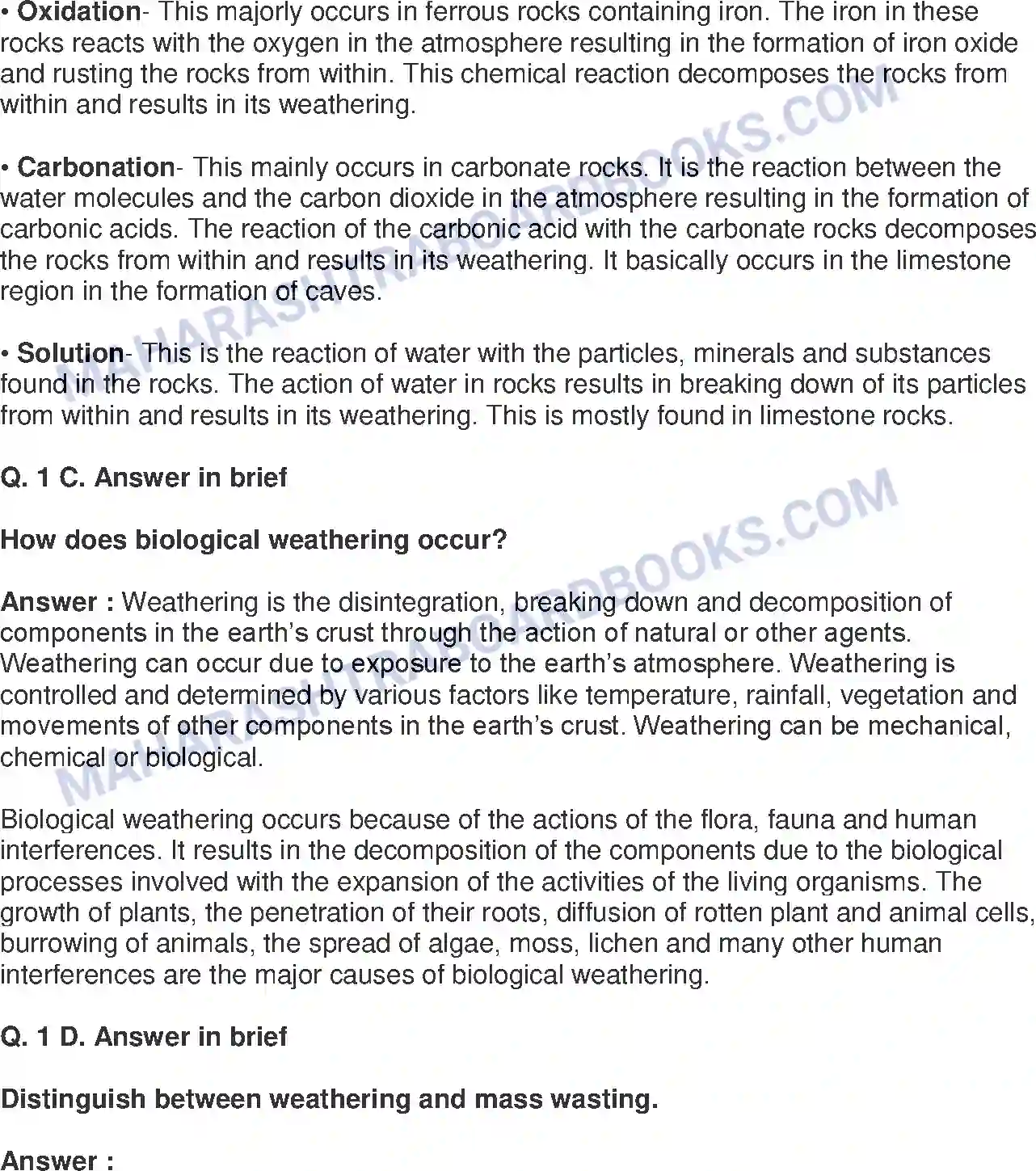 Maharashtra Board Solution class-9 Geography+-+English+Medium Exogenetic Movements Part-1 Image 2