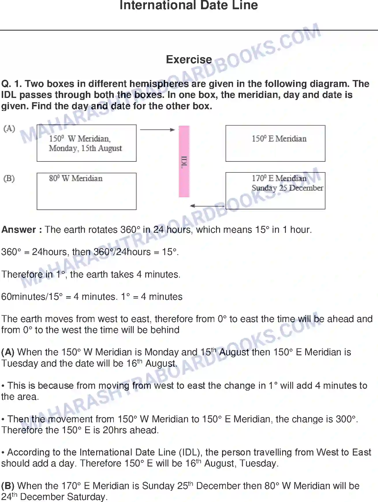 Maharashtra Board Solution class-9 Geography+-+English+Medium International Date Line Image 1