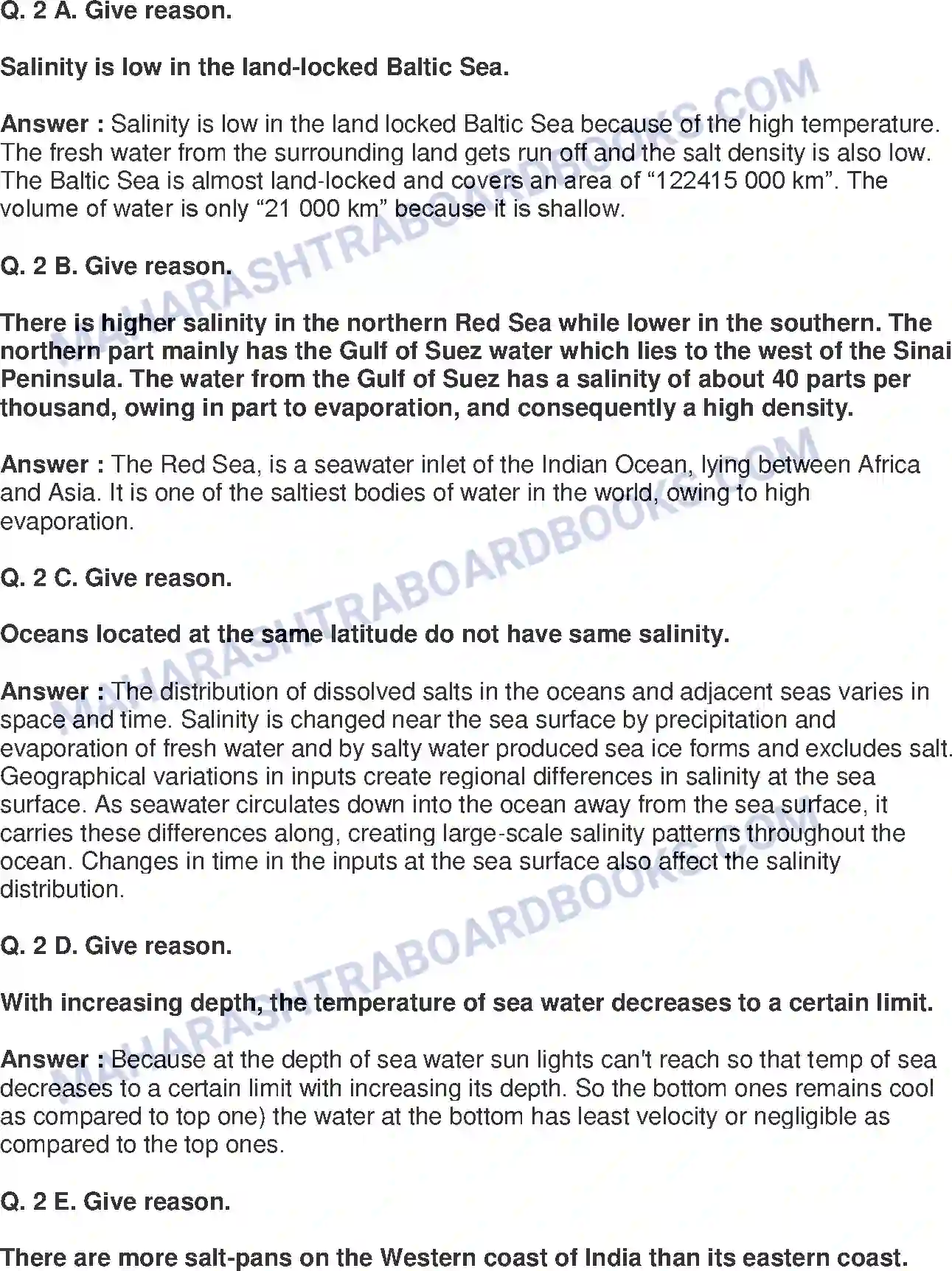 Maharashtra Board Solution class-9 Geography+-+English+Medium Properties of Sea Water Image 2