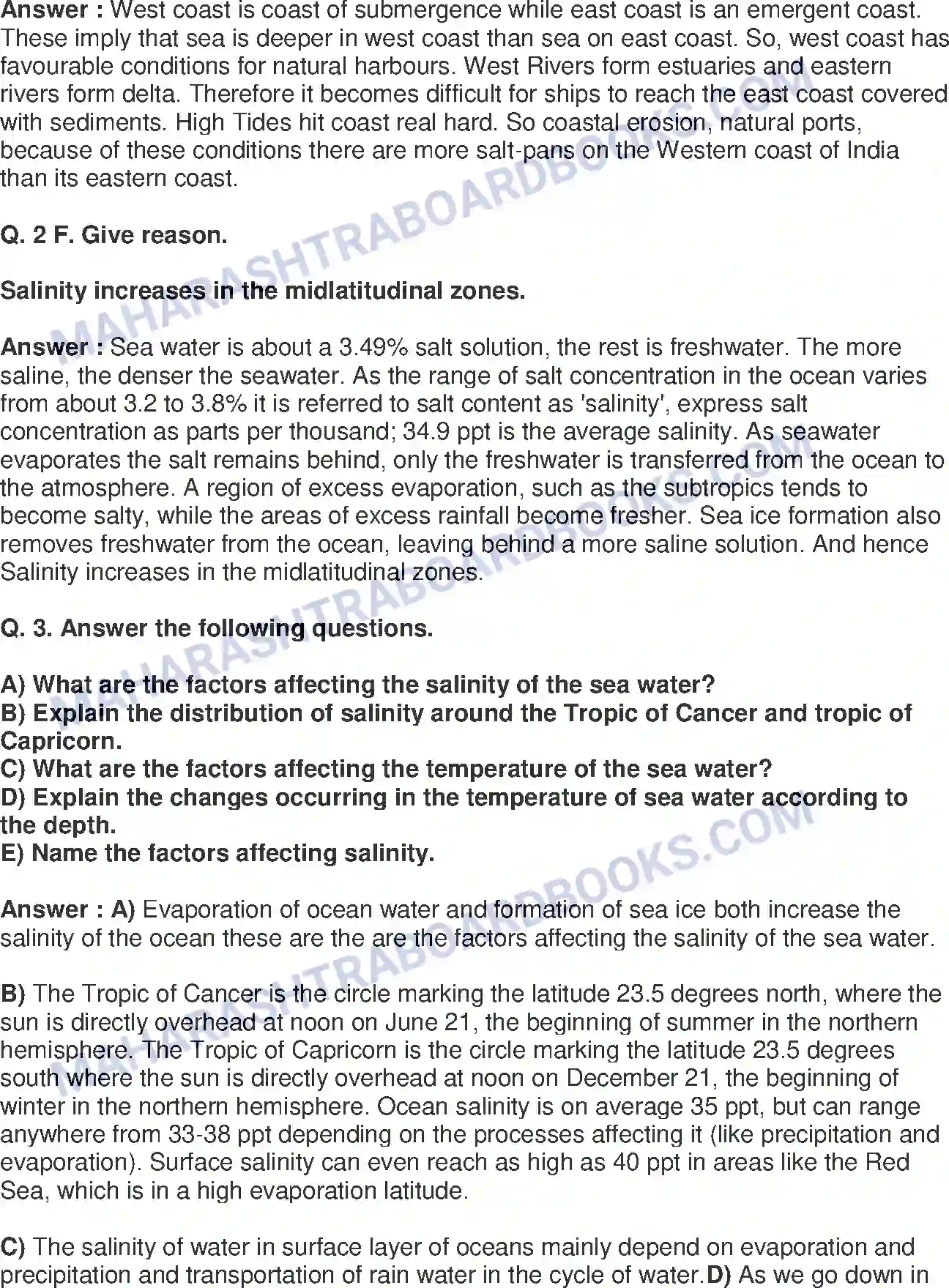 Maharashtra Board Solution class-9 Geography+-+English+Medium Properties of Sea Water Image 3