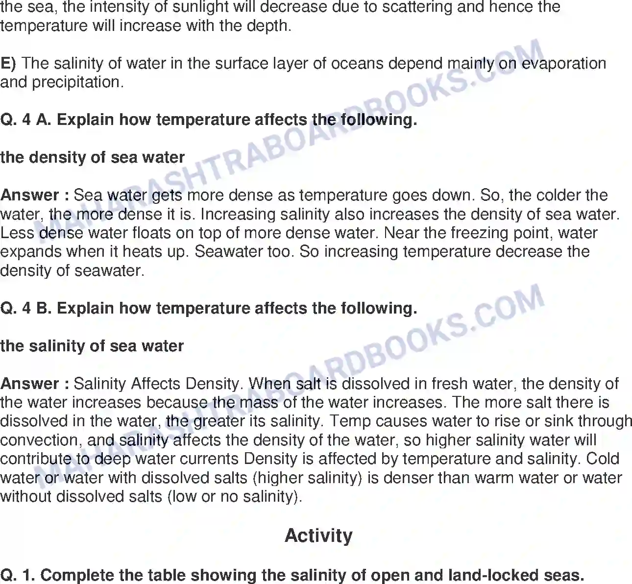 Maharashtra Board Solution class-9 Geography+-+English+Medium Properties of Sea Water Image 4