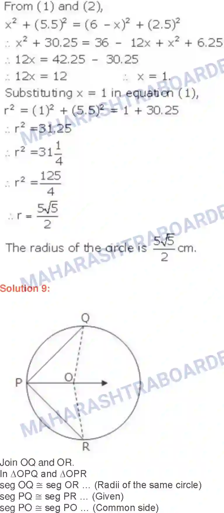 Maharashtra Board Solution class-9 Geometry Circle Image 5