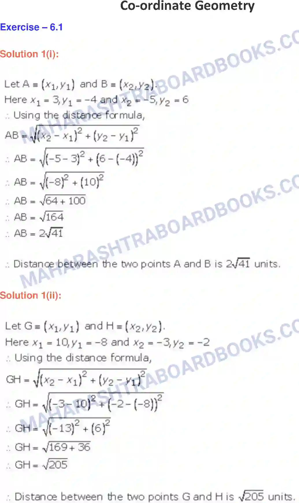 Maharashtra Board Solution Class-9 Geometry Co-ordinate Geometry Image 1