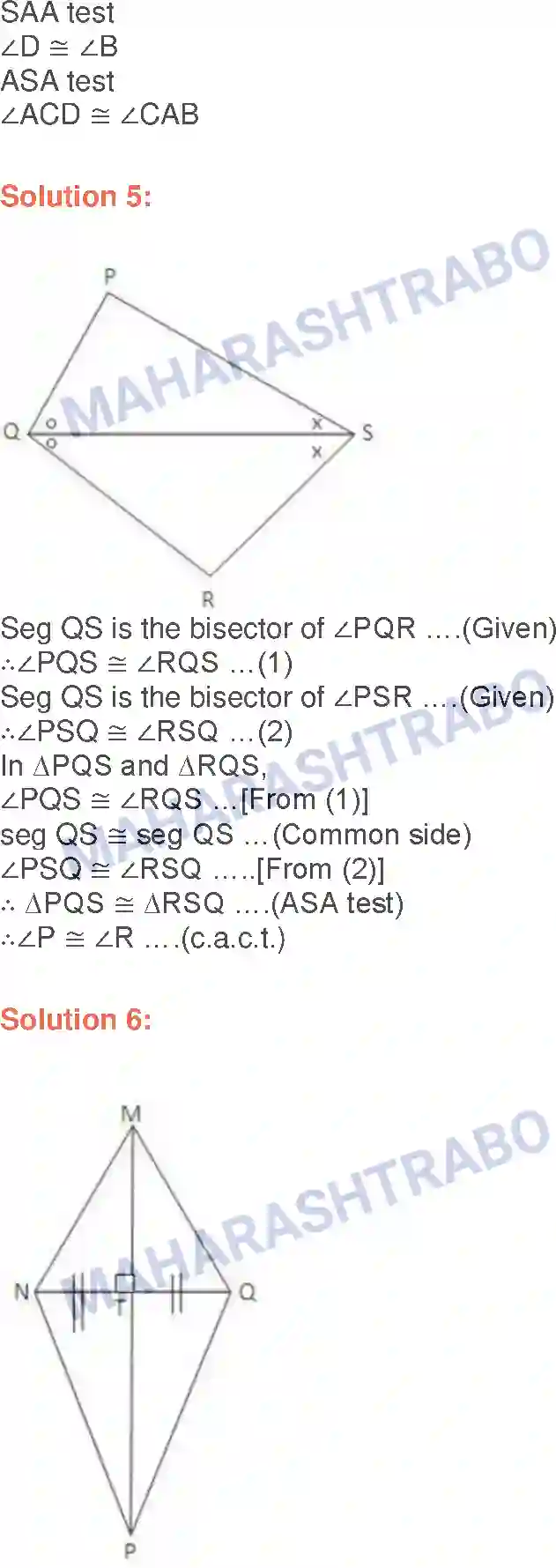 Maharashtra Board Solution class-9 Geometry Congruence of Triangles Image 12