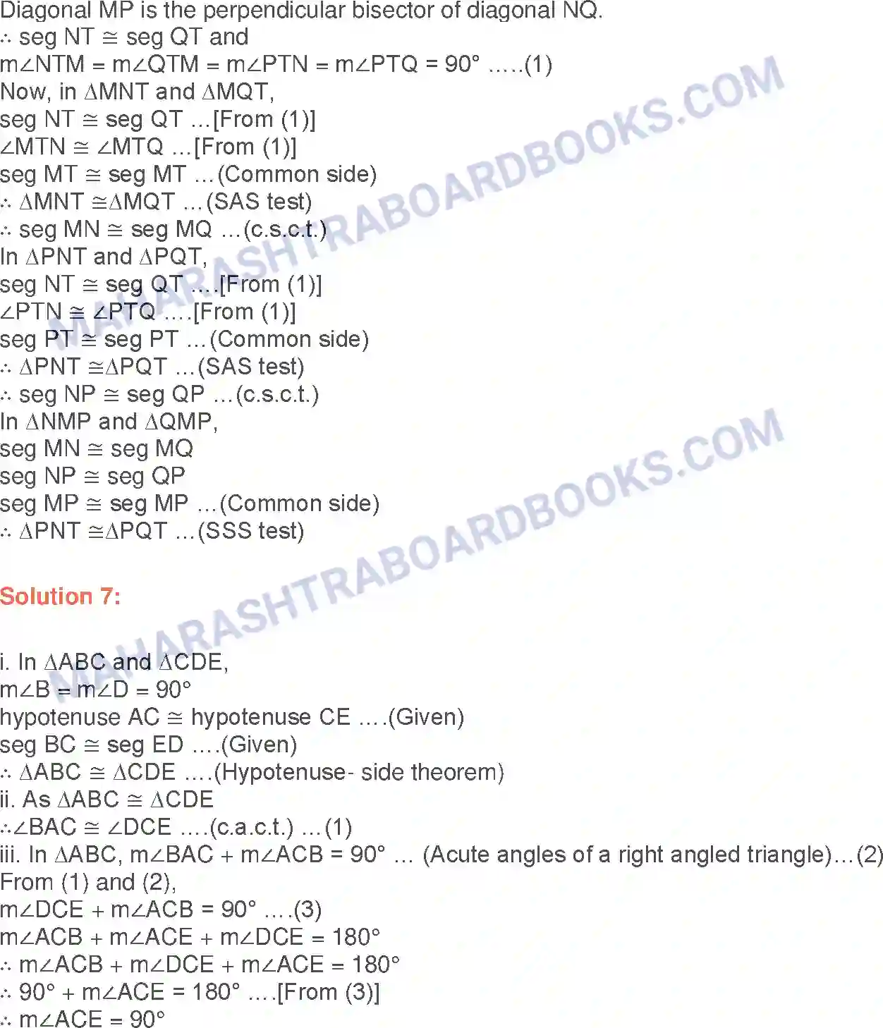 Maharashtra Board Solution class-9 Geometry Congruence of Triangles Image 13