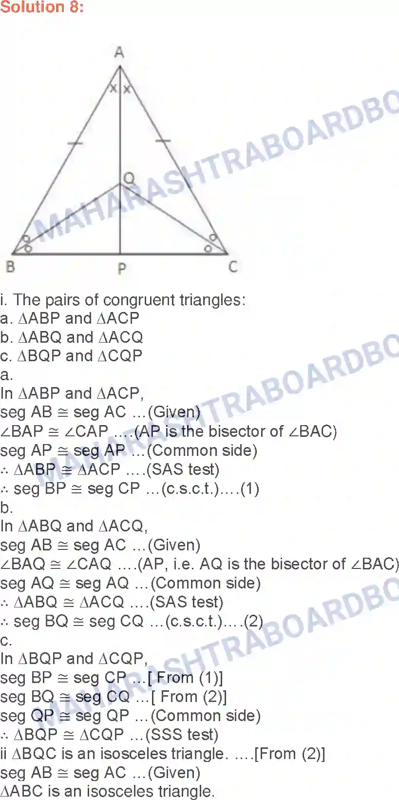Maharashtra Board Solution class-9 Geometry Congruence of Triangles Image 14