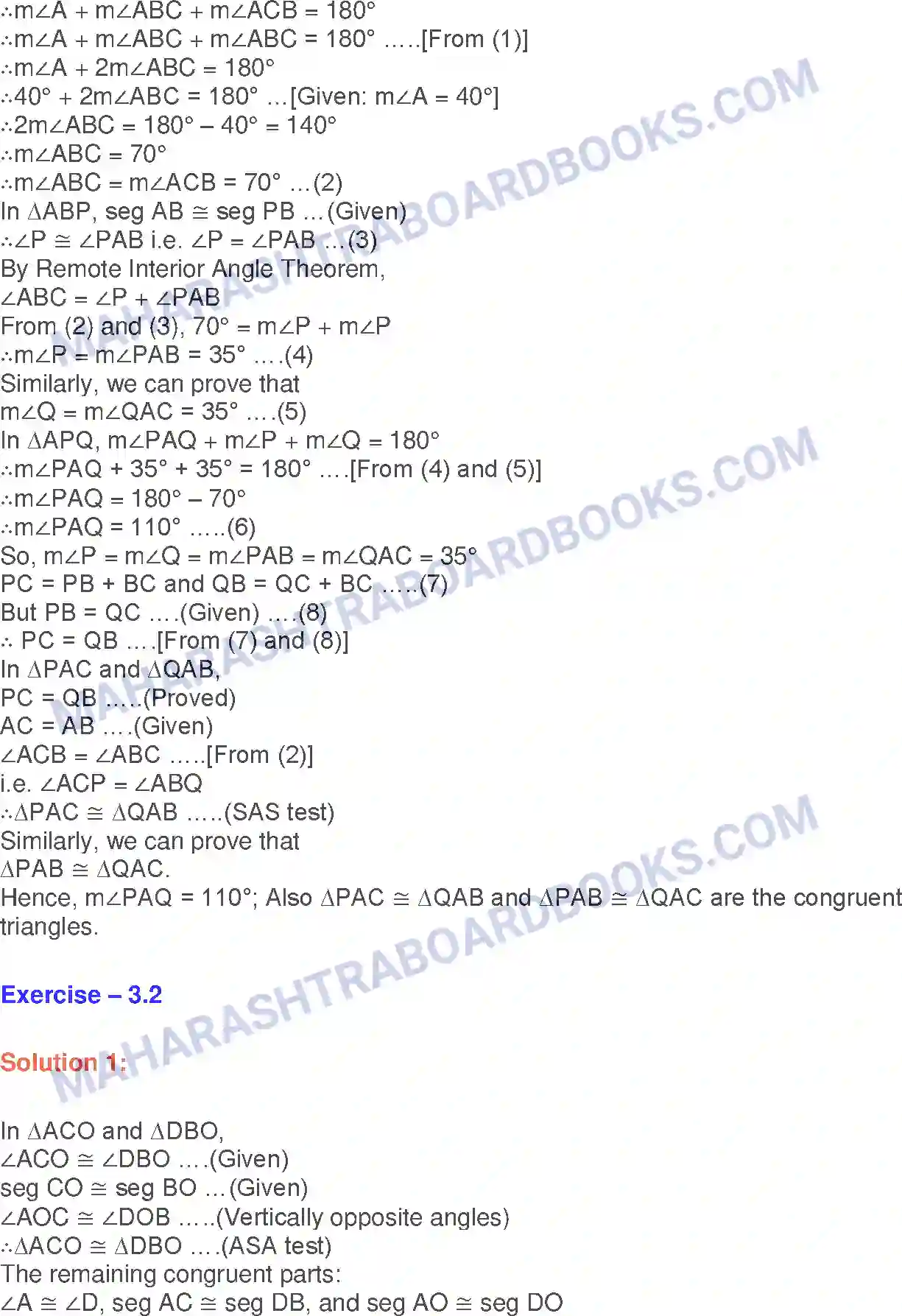 Maharashtra Board Solution class-9 Geometry Congruence of Triangles Image 3