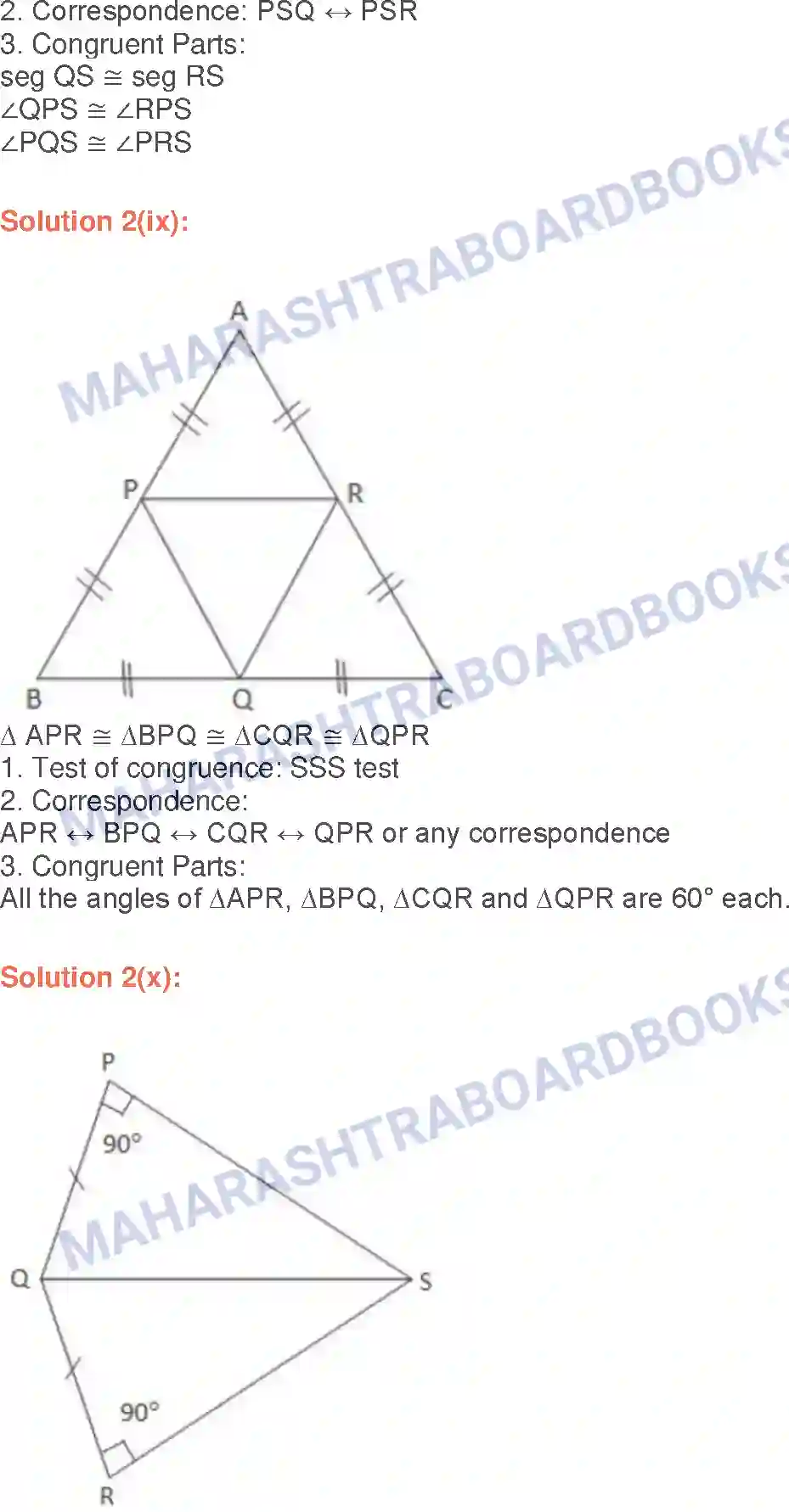 Maharashtra Board Solution class-9 Geometry Congruence of Triangles Image 8