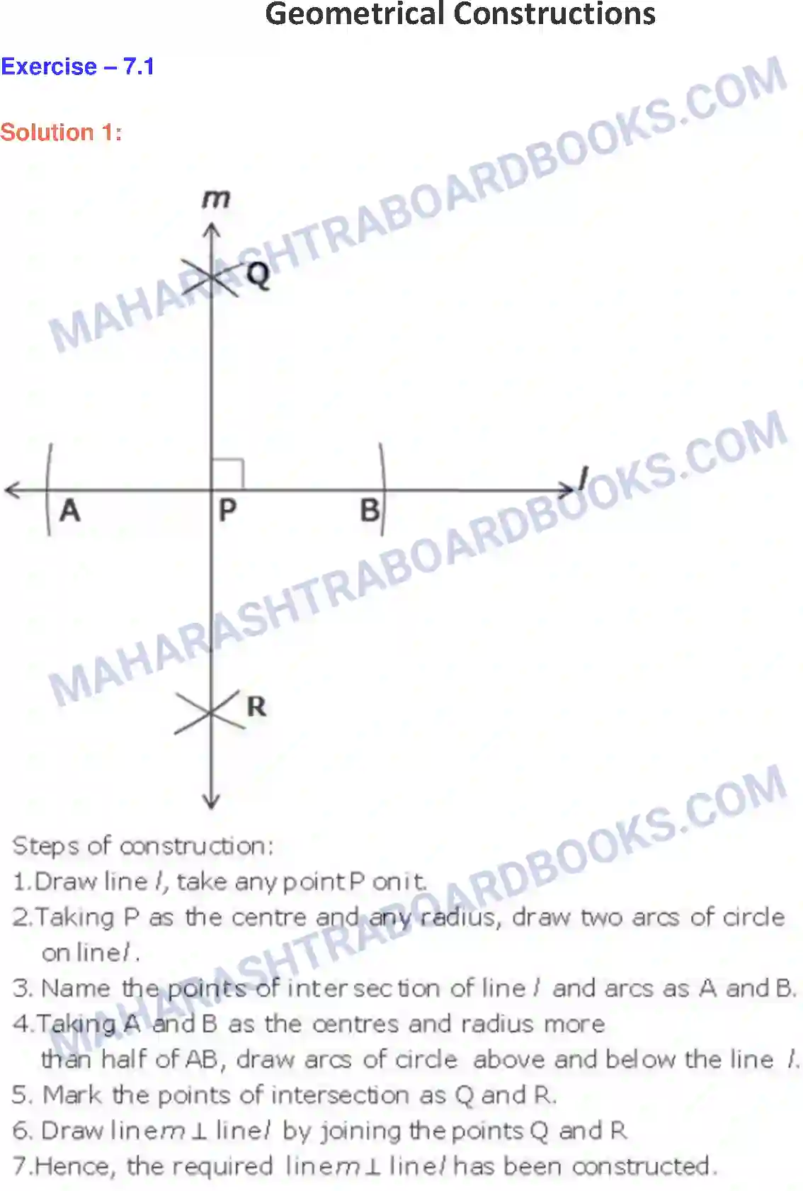 Maharashtra Board Solution class-9 Geometry Geometrical Constructions Image 1