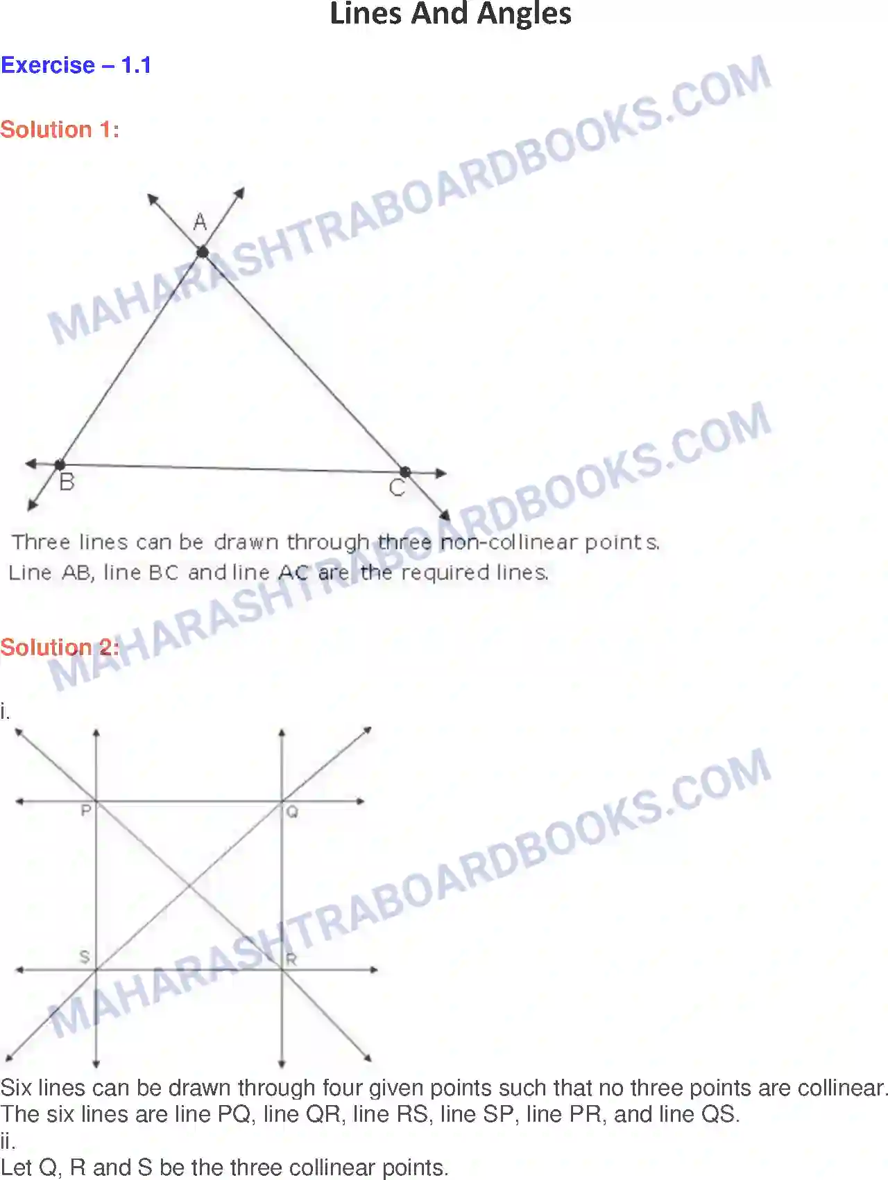 Maharashtra Board Solution Class-9 Geometry Lines And Angles Image 1