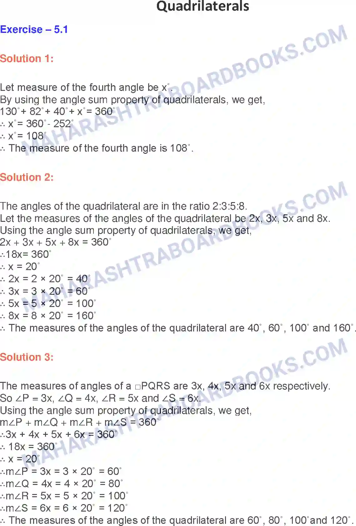 Maharashtra Board Solution class-9 Geometry Quadrilaterals Image 1