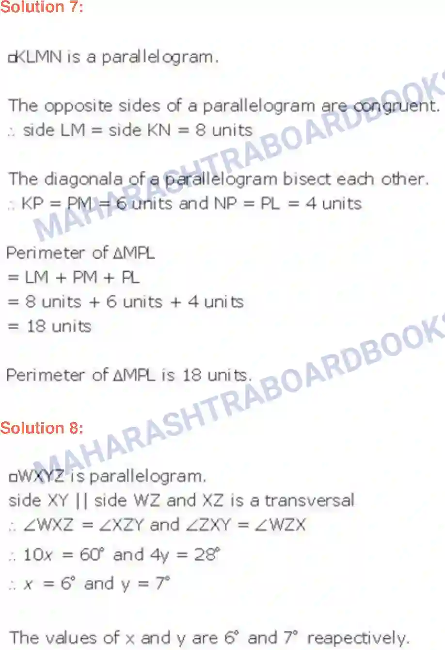 Maharashtra Board Solution class-9 Geometry Quadrilaterals Image 8