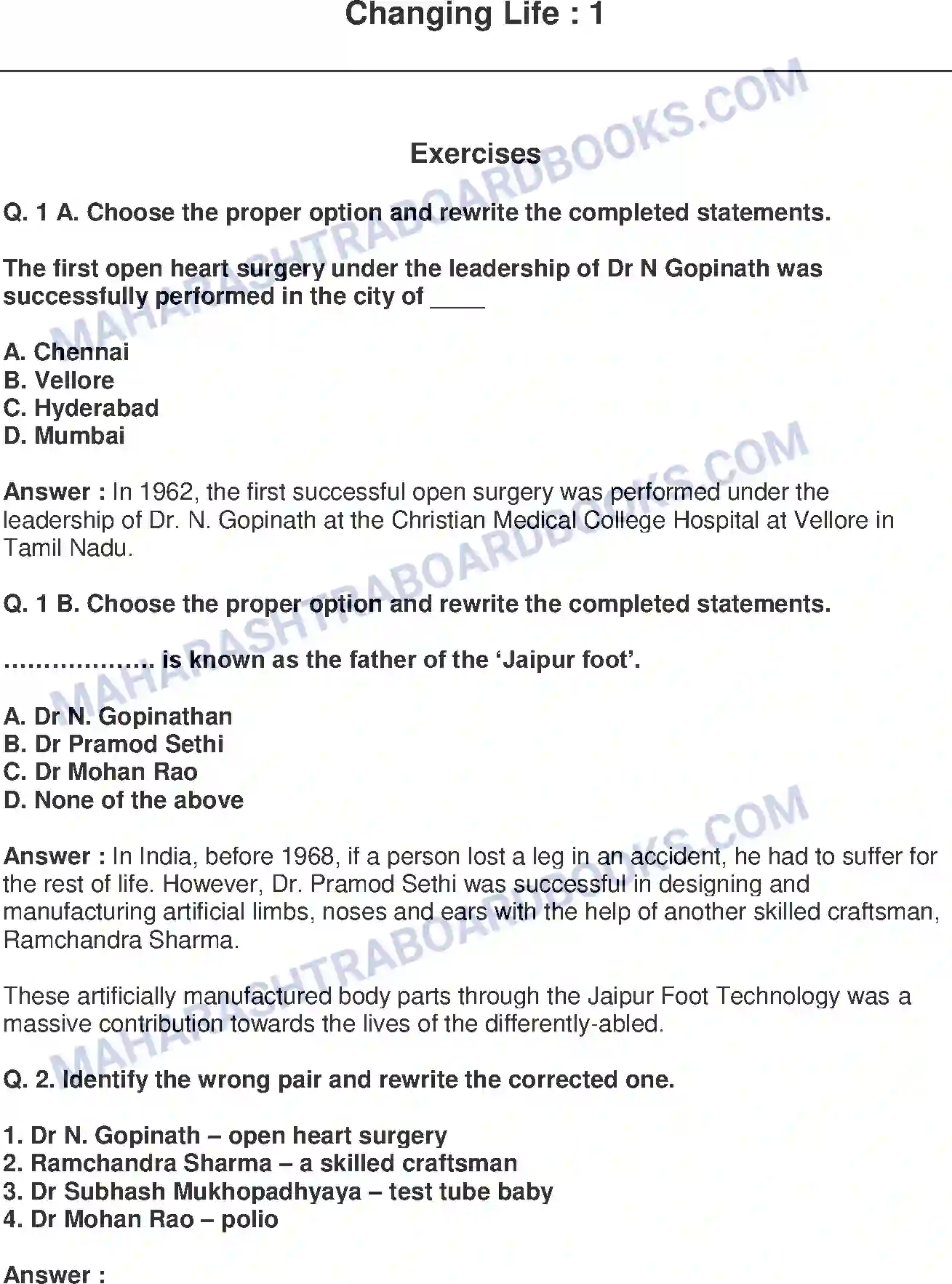 Maharashtra Board Solution class-9 History+-+English+Medium Changing Life : 1 Image 1