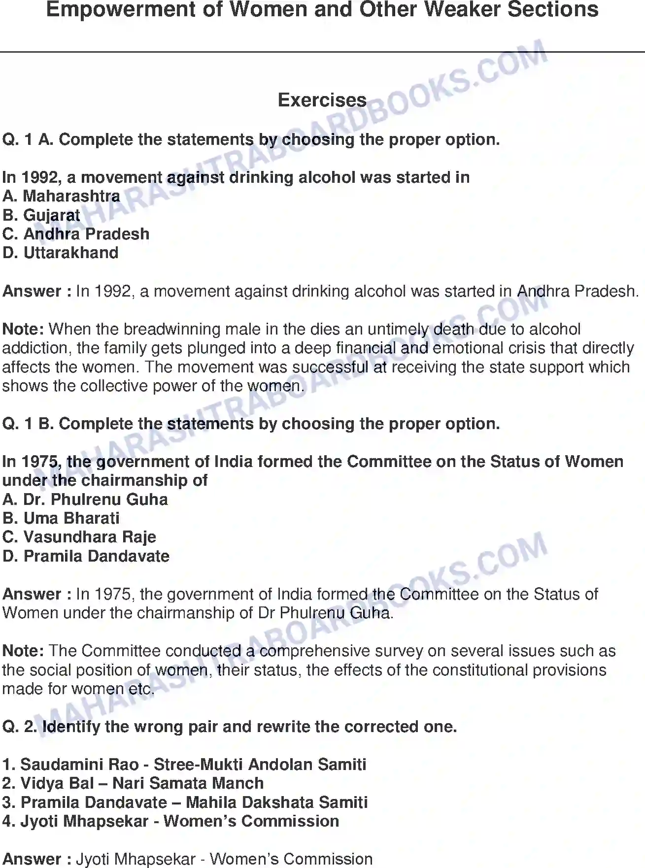Maharashtra Board Solution class-9 History+-+English+Medium Empowerment of Women and Other Weaker Sections Image 1