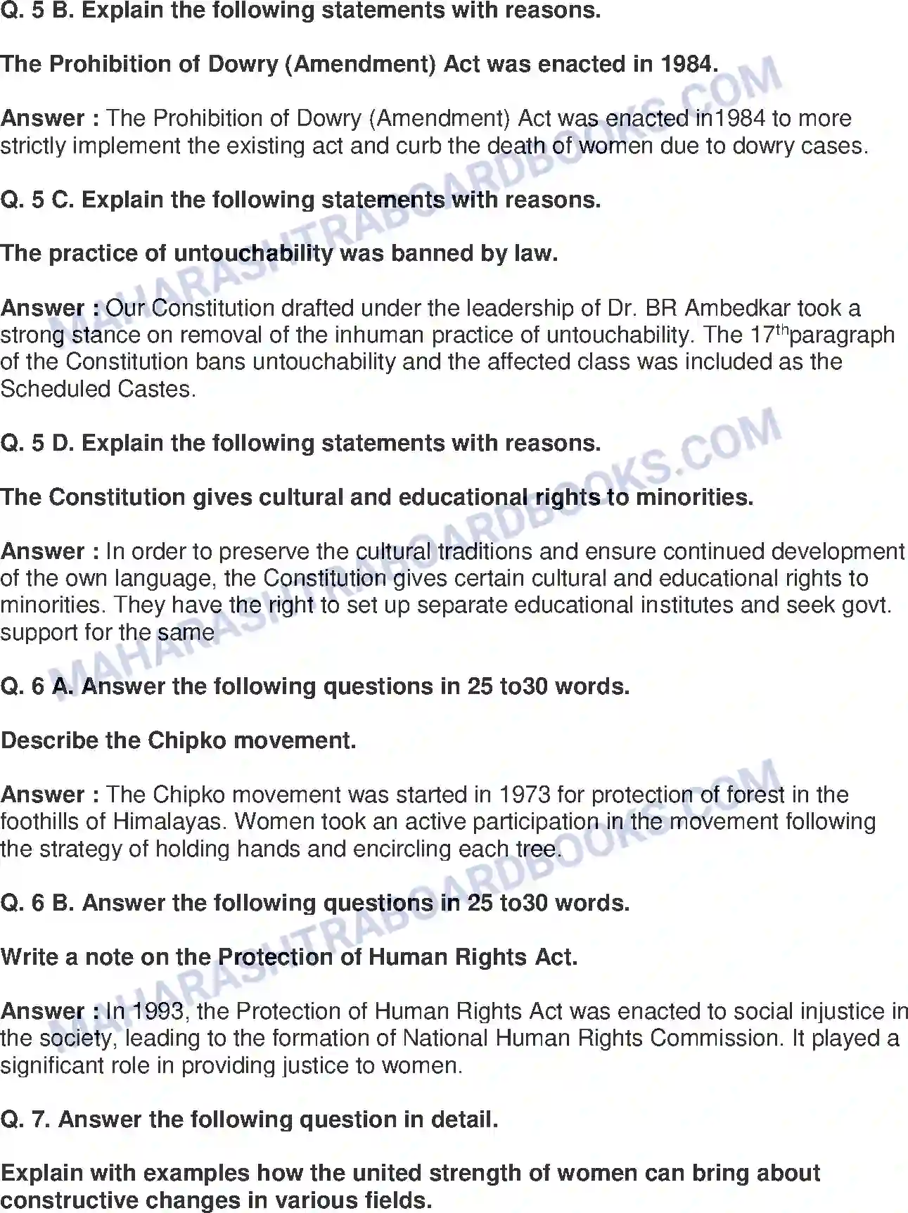 Maharashtra Board Solution class-9 History+-+English+Medium Empowerment of Women and Other Weaker Sections Image 3
