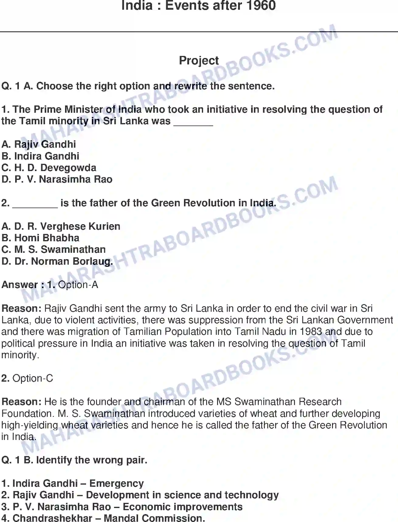 Maharashtra Board Solution Class-9 History+-+English+Medium India: Events after 1960 Image 1