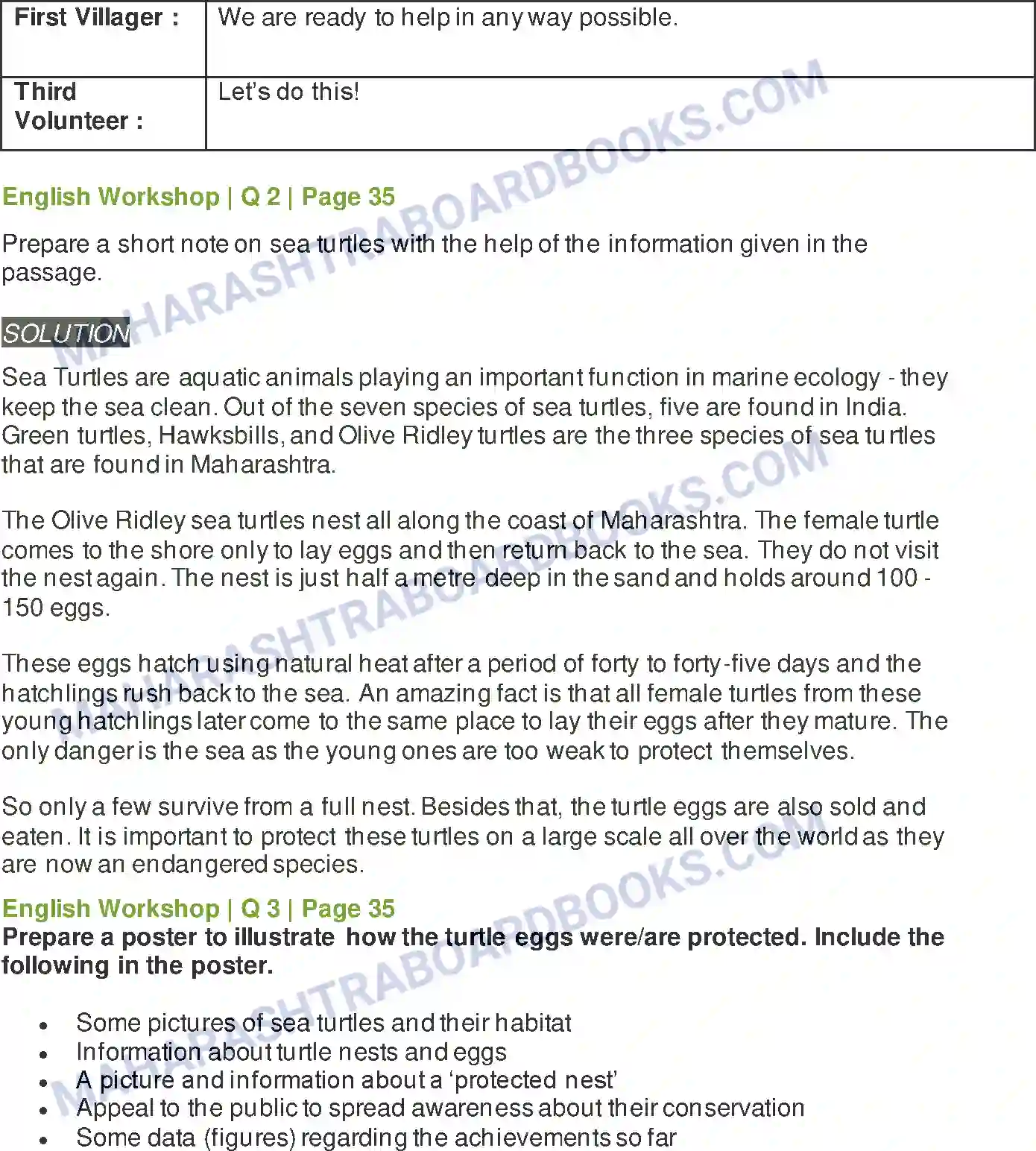 Maharashtra Board Solution class-9 Kumarbharati+-+English+Medium A True Story of Sea Turtles Image 5