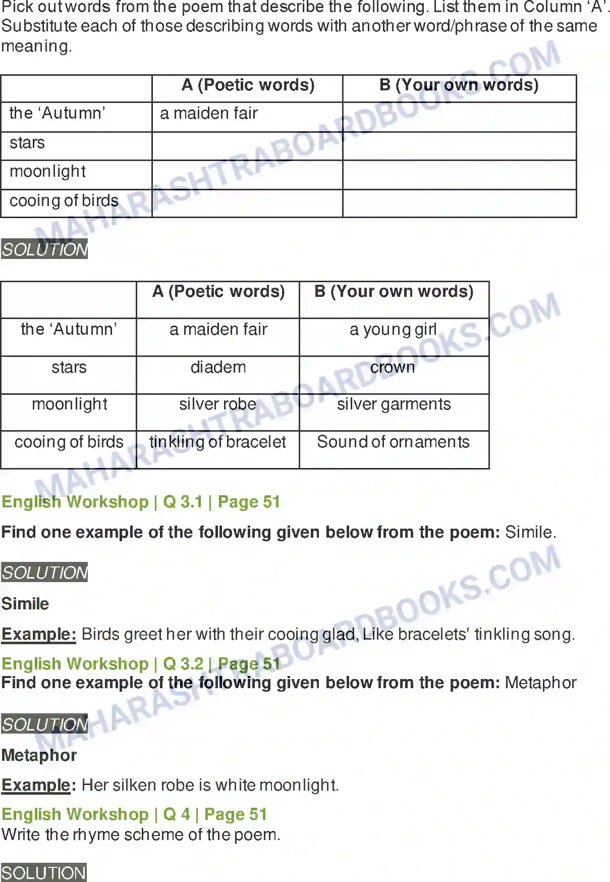 Maharashtra Board Solution class-9 Kumarbharati+-+English+Medium Autumn Image 6