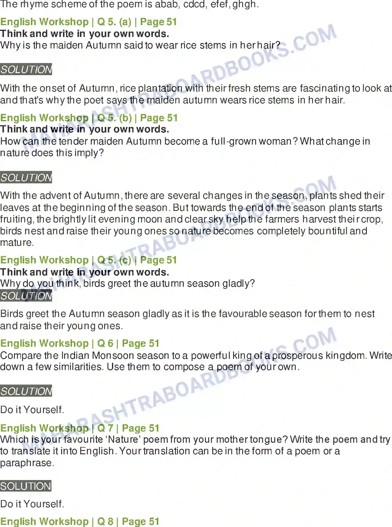 Maharashtra Board Solution class-9 Kumarbharati+-+English+Medium Autumn Image 7