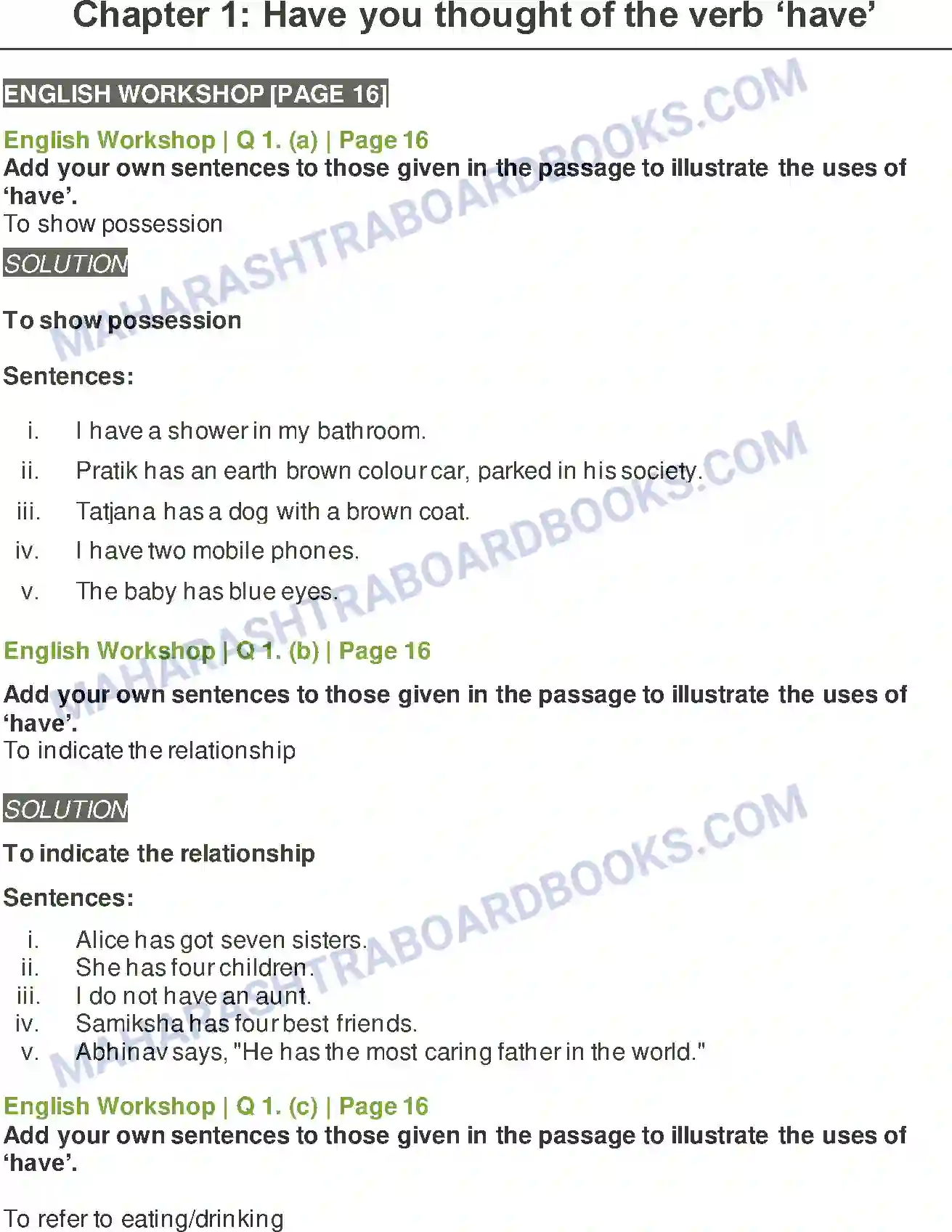 Maharashtra Board Solution class-9 Kumarbharati+-+English+Medium Have You Thought of the Verb ‘Have Image 1