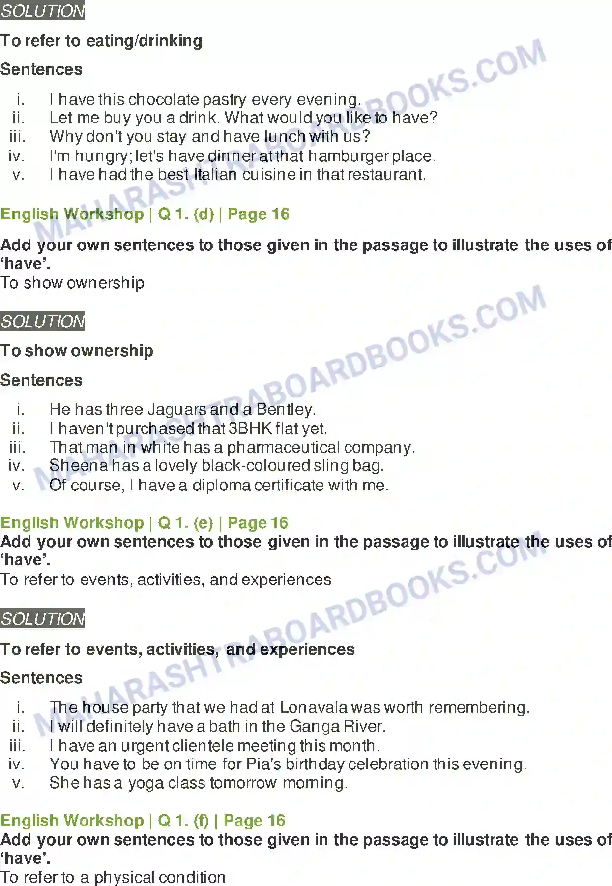 Maharashtra Board Solution class-9 Kumarbharati+-+English+Medium Have You Thought of the Verb ‘Have Image 2