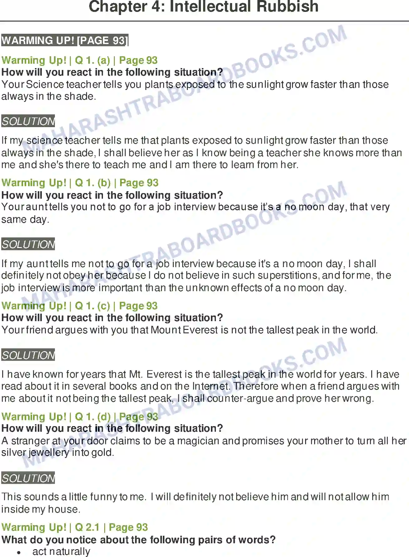 Maharashtra Board Solution class-9 Kumarbharati+-+English+Medium Intellectual Rubbish Image 1