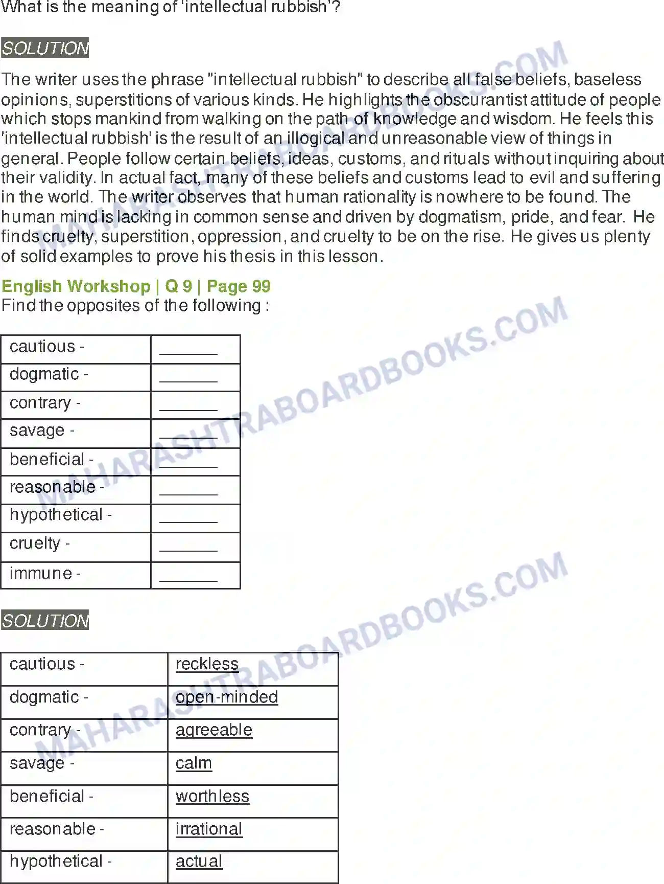 Maharashtra Board Solution class-9 Kumarbharati+-+English+Medium Intellectual Rubbish Image 11