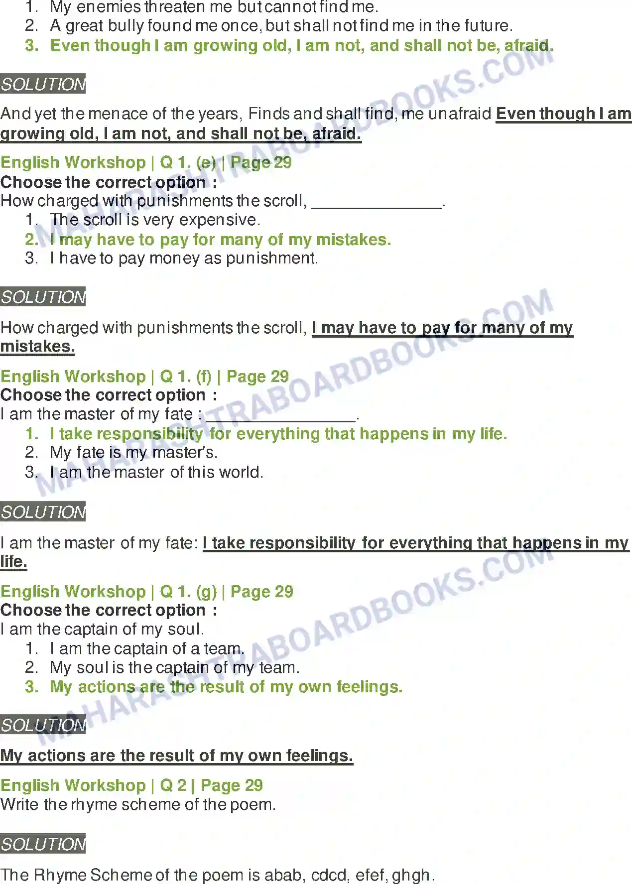Maharashtra Board Solution class-9 Kumarbharati+-+English+Medium Invictus Image 4