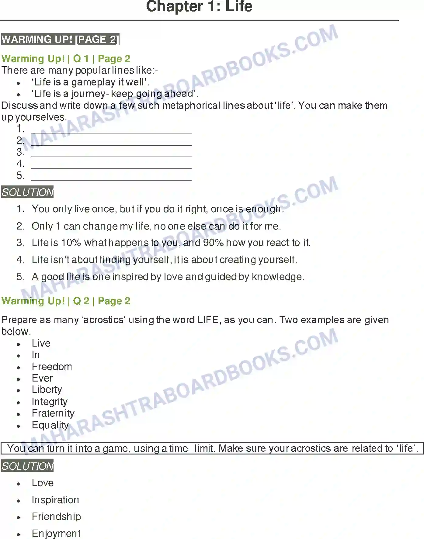 Maharashtra Board Solution class-9 Kumarbharati+-+English+Medium Life Image 1