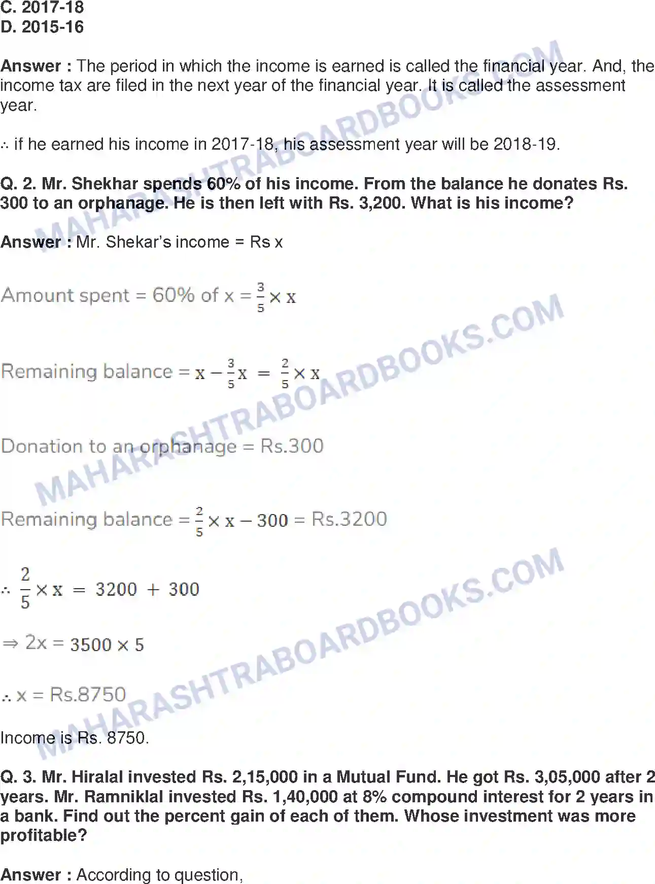 Maharashtra Board Solution class-9 Mathematics+Part-I+-+English+Medium Financial Planning Image 10