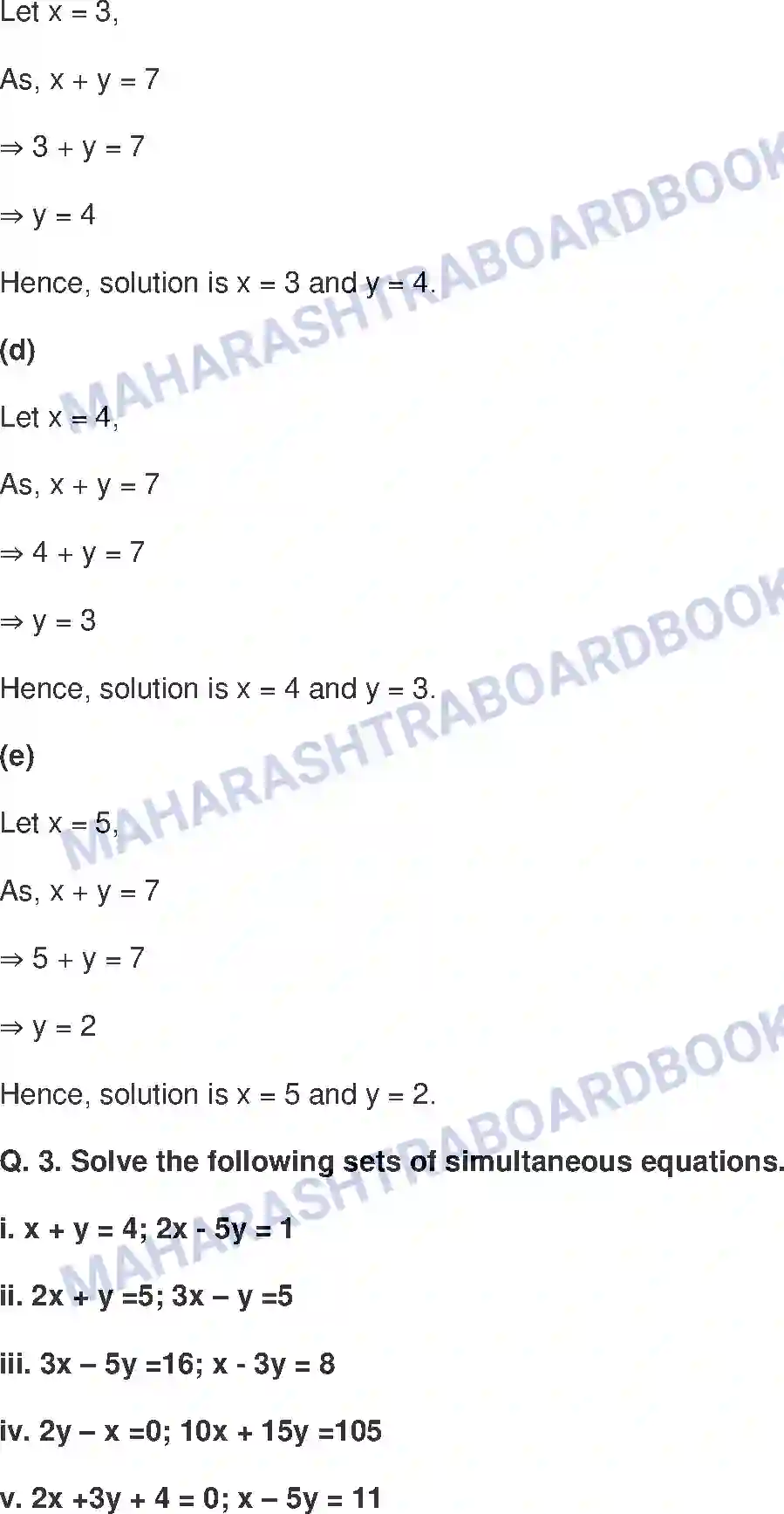 Maharashtra Board Solution class-9 Mathematics+Part-I+-+English+Medium Linear Equations in Two Variables Image 2