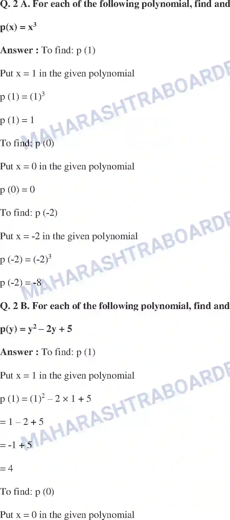 Maharashtra Board Solution class-9 Mathematics+Part-I+-+English+Medium Polynomials Image 23