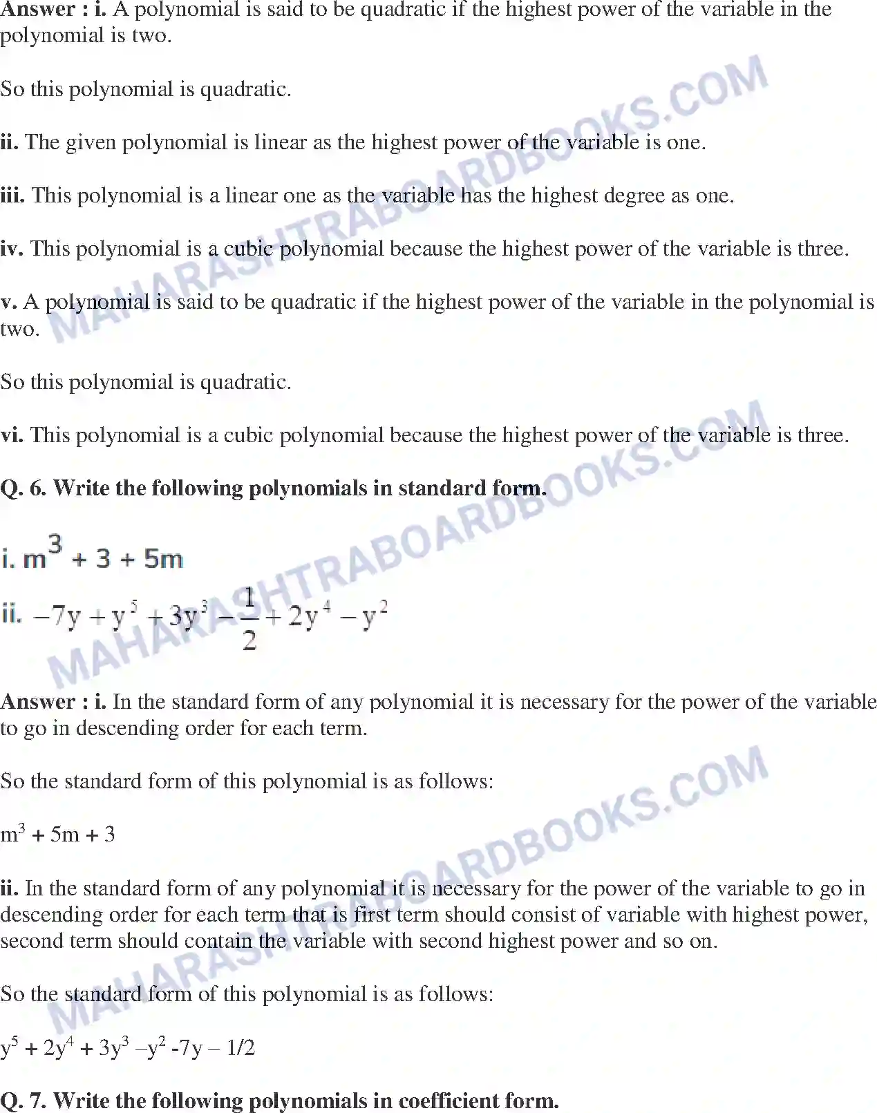 Maharashtra Board Solution class-9 Mathematics+Part-I+-+English+Medium Polynomials Image 4